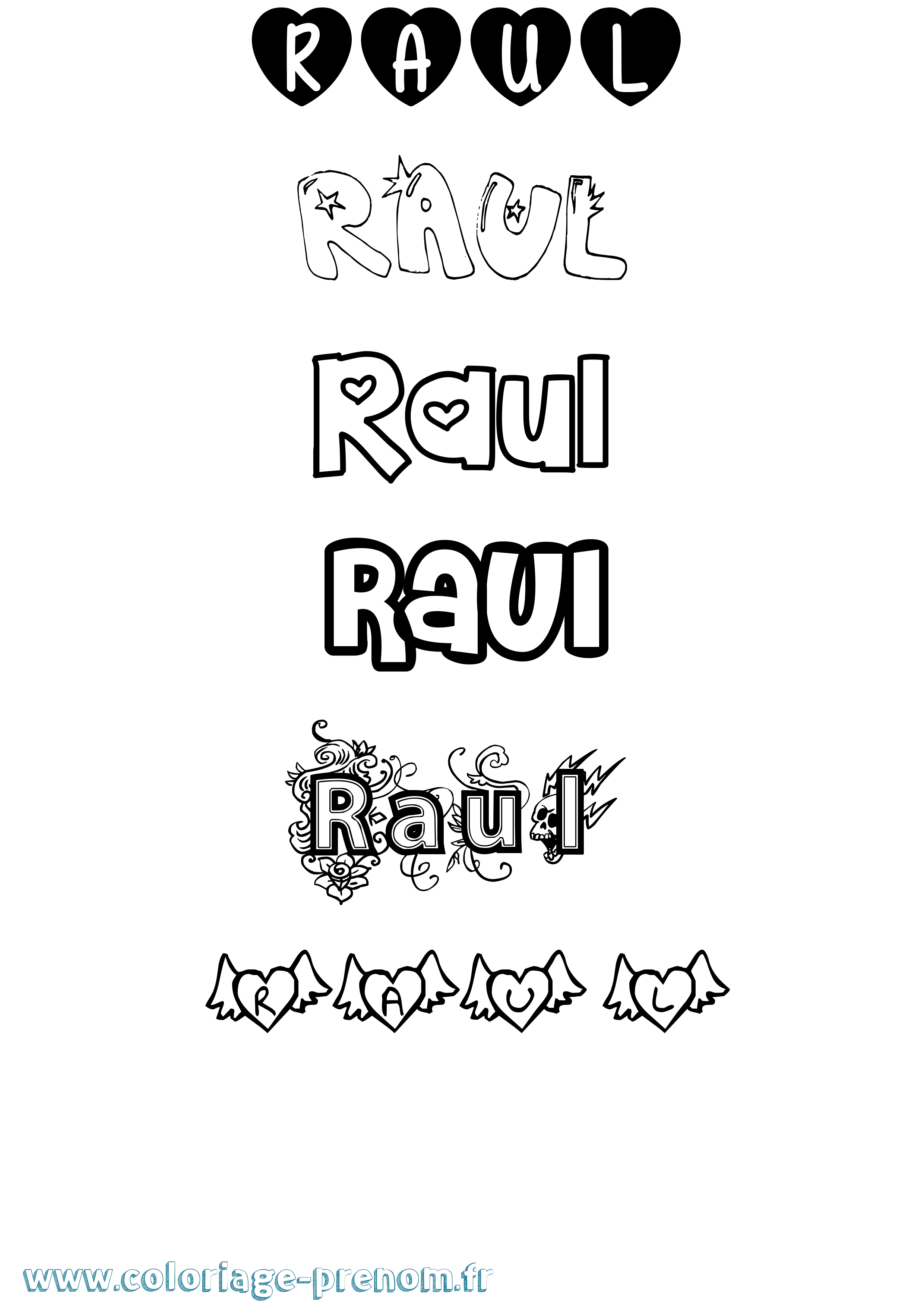 Coloriage prénom Raul Girly