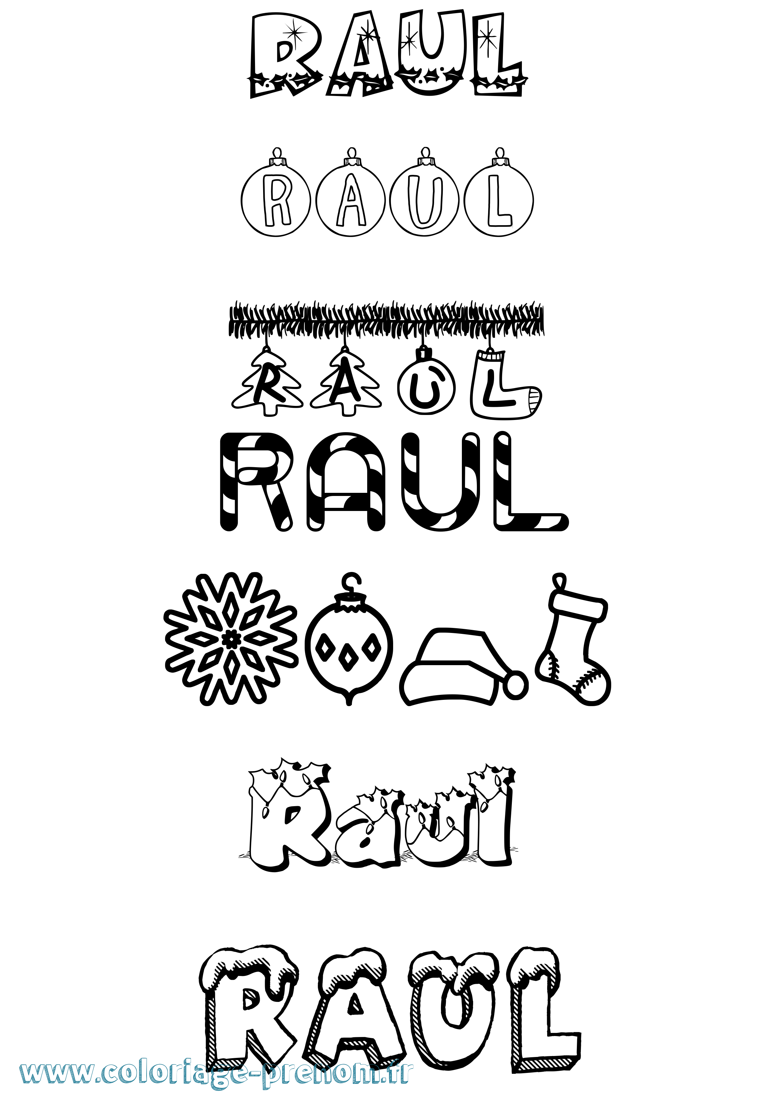 Coloriage Raul Noël Coloriage prénom Raul Noël