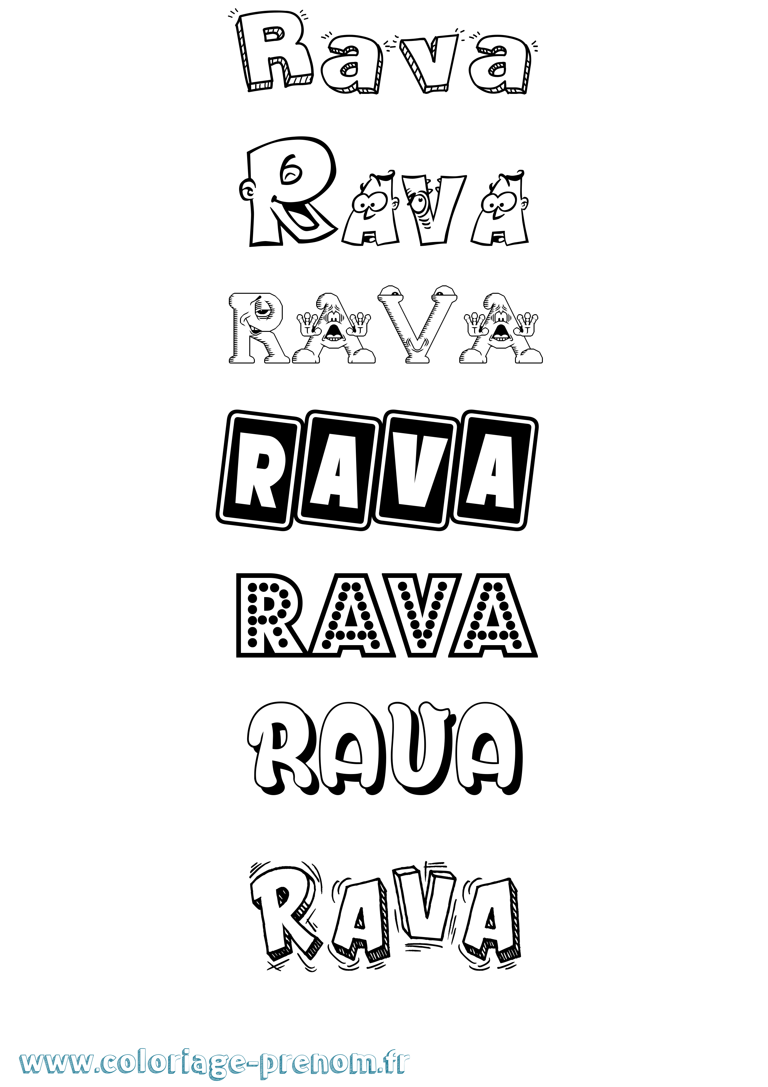 Coloriage prénom Rava Fun