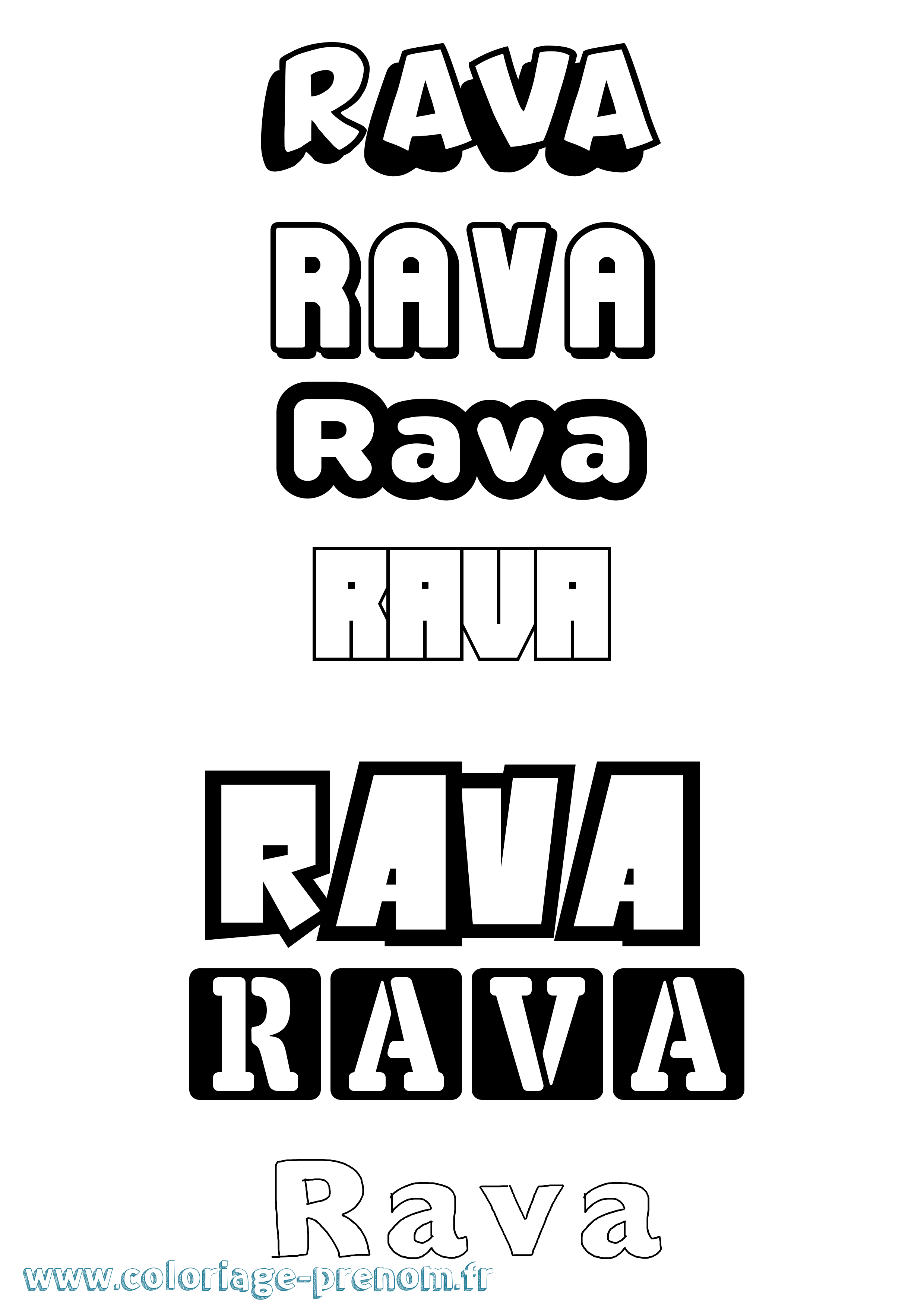 Coloriage prénom Rava Simple
