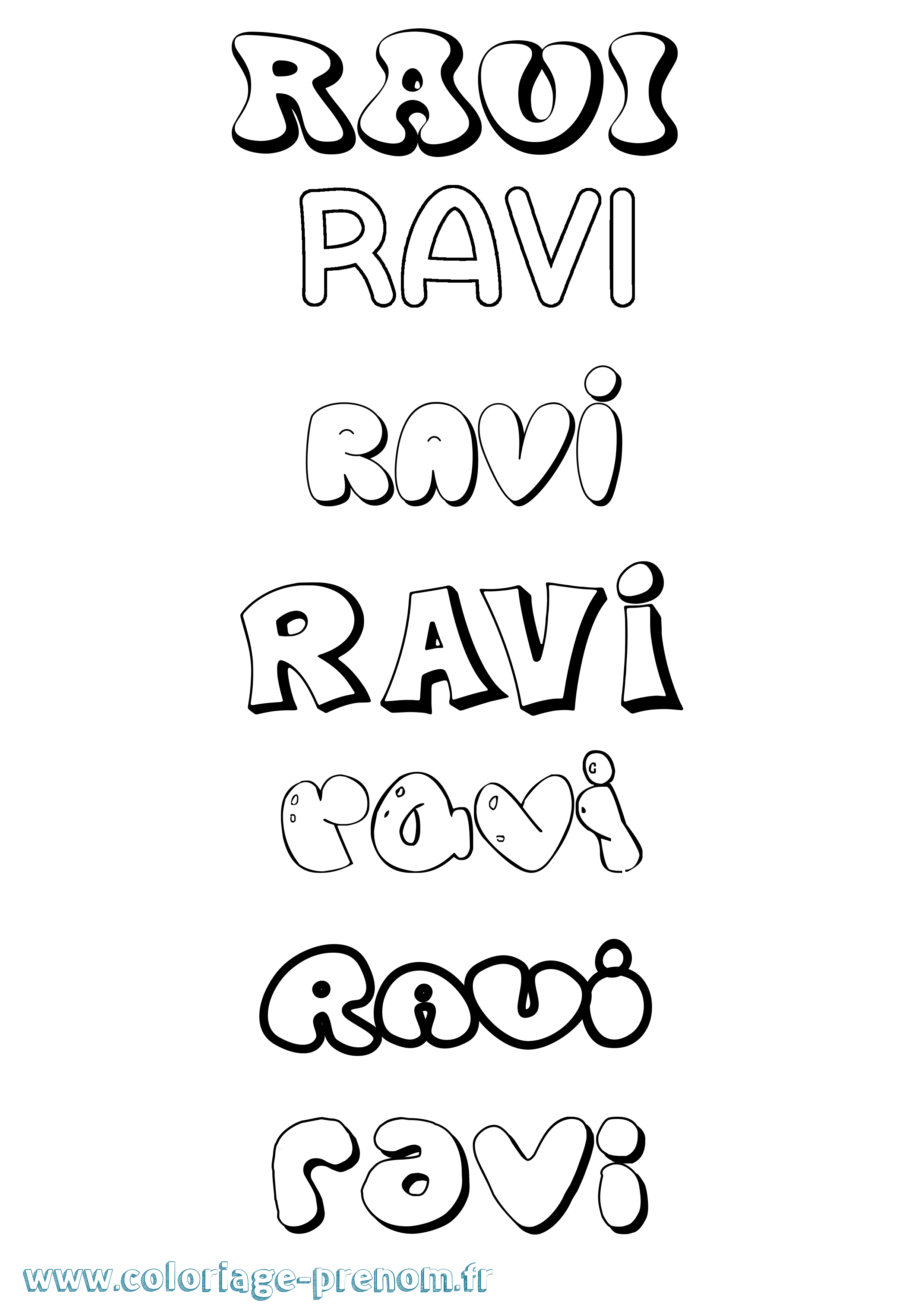Coloriage Ravi Bubble Coloriage prénom Ravi Bubble