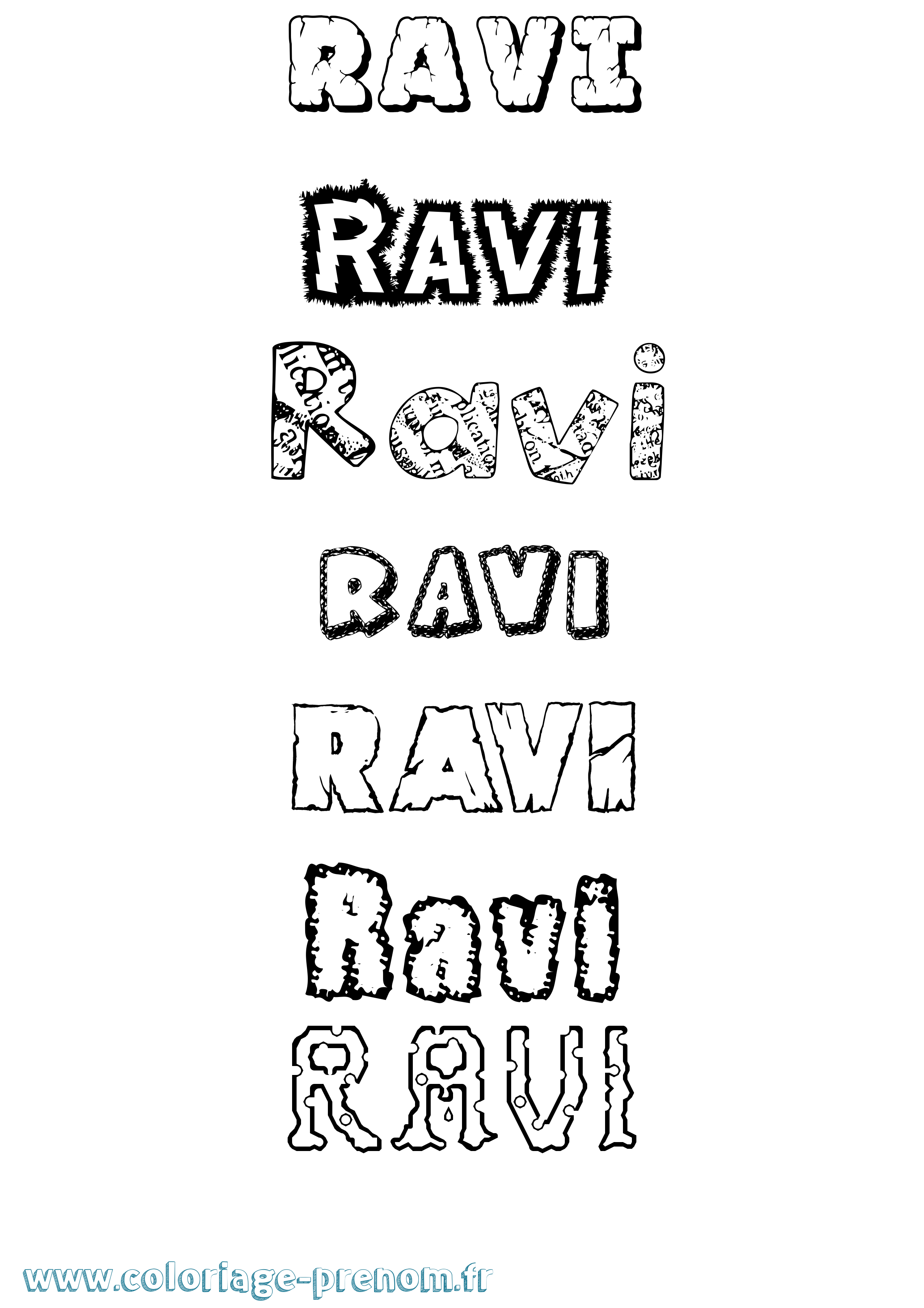 Coloriage Ravi Destructuré Coloriage prénom Ravi Destructuré