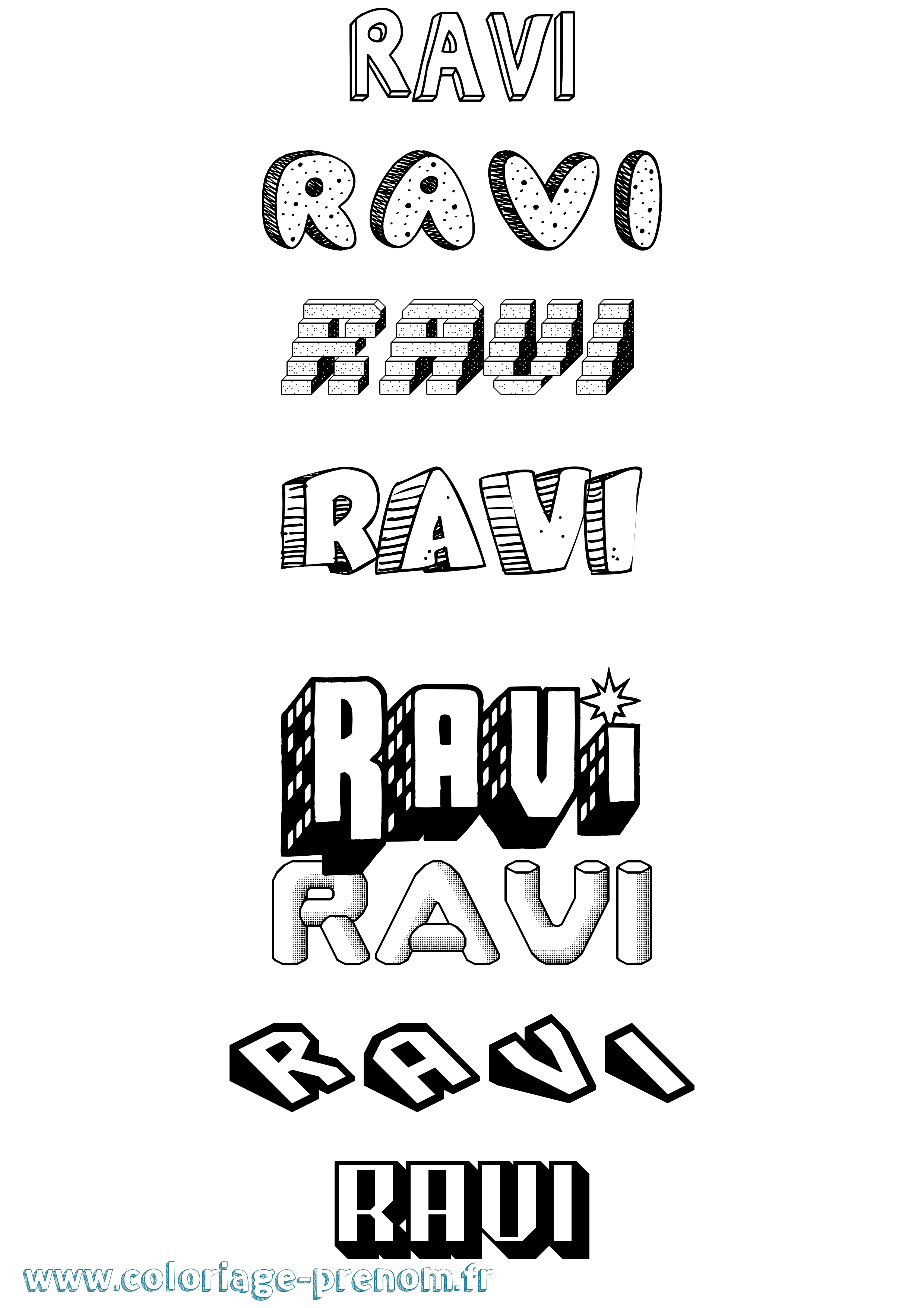 Coloriage Ravi Effet 3D Coloriage prénom Ravi Effet 3D