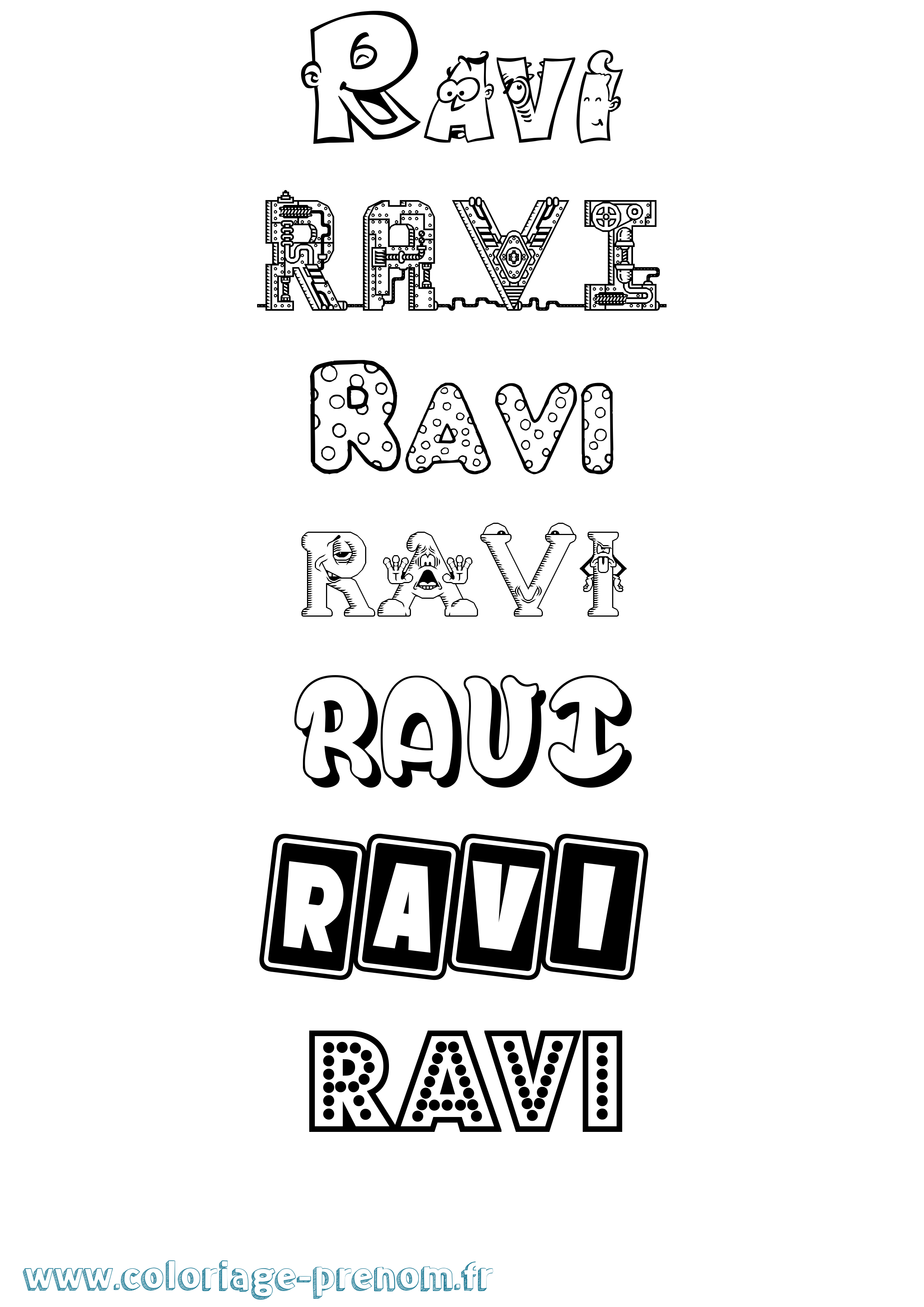 Coloriage Ravi Fun Coloriage prénom Ravi Fun