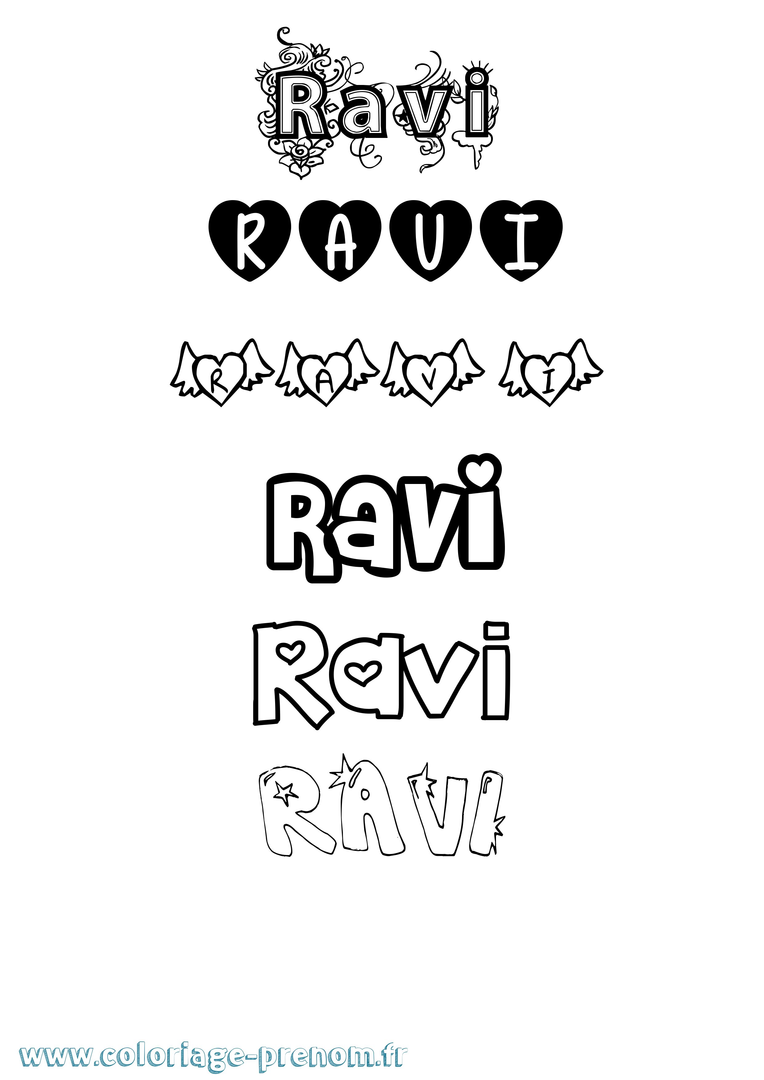 Coloriage Ravi Girly Coloriage prénom Ravi Girly