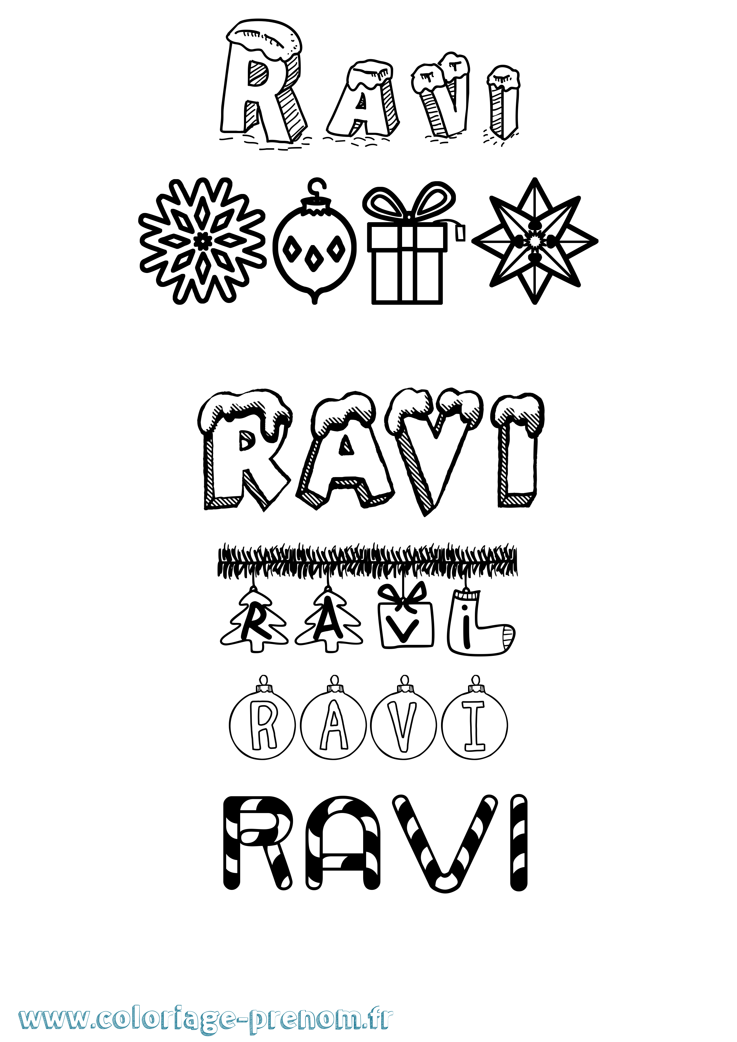 Coloriage Ravi Noël Coloriage prénom Ravi Noël