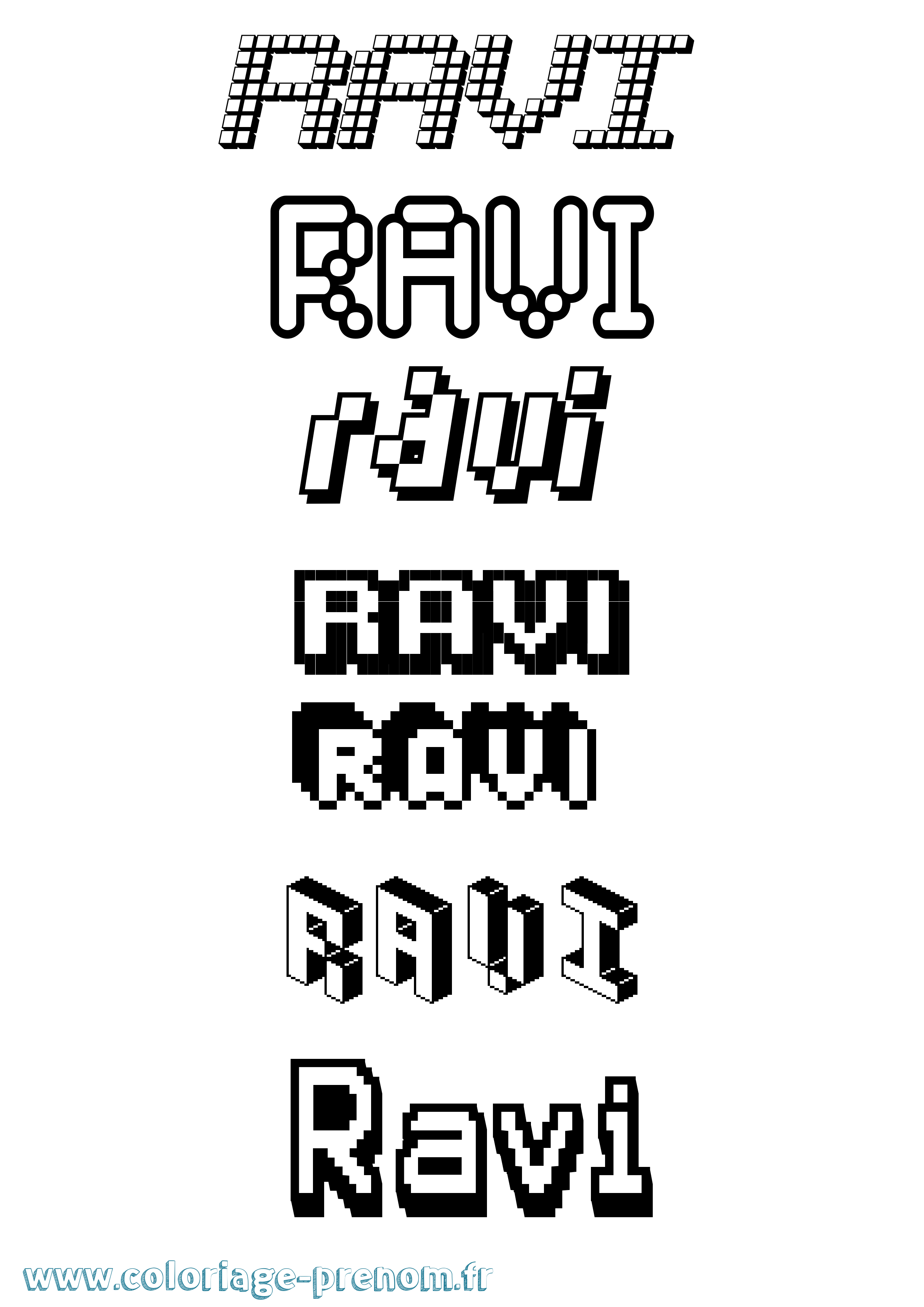 Coloriage Ravi Pixel Coloriage prénom Ravi Pixel