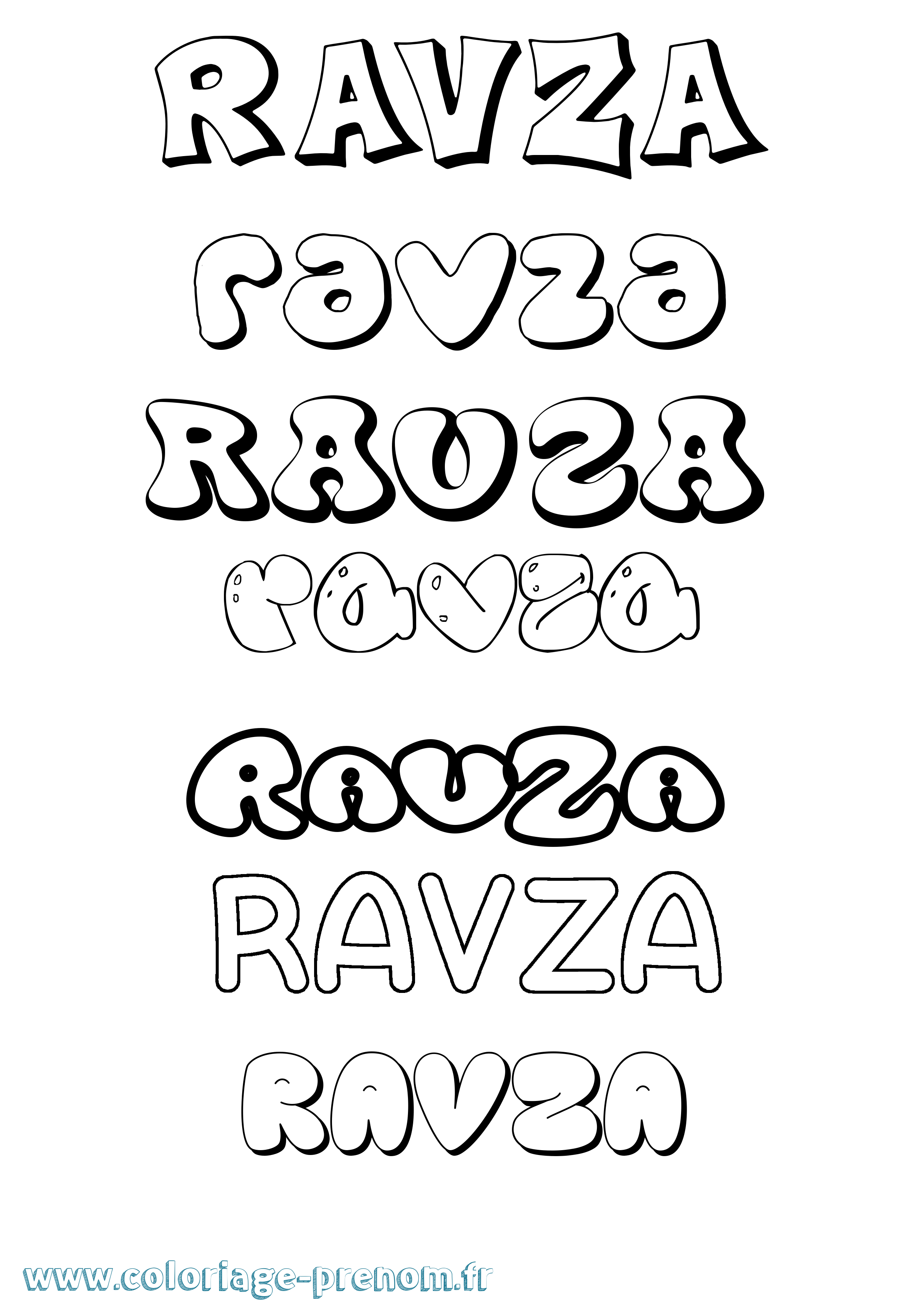 Coloriage prénom Ravza Bubble