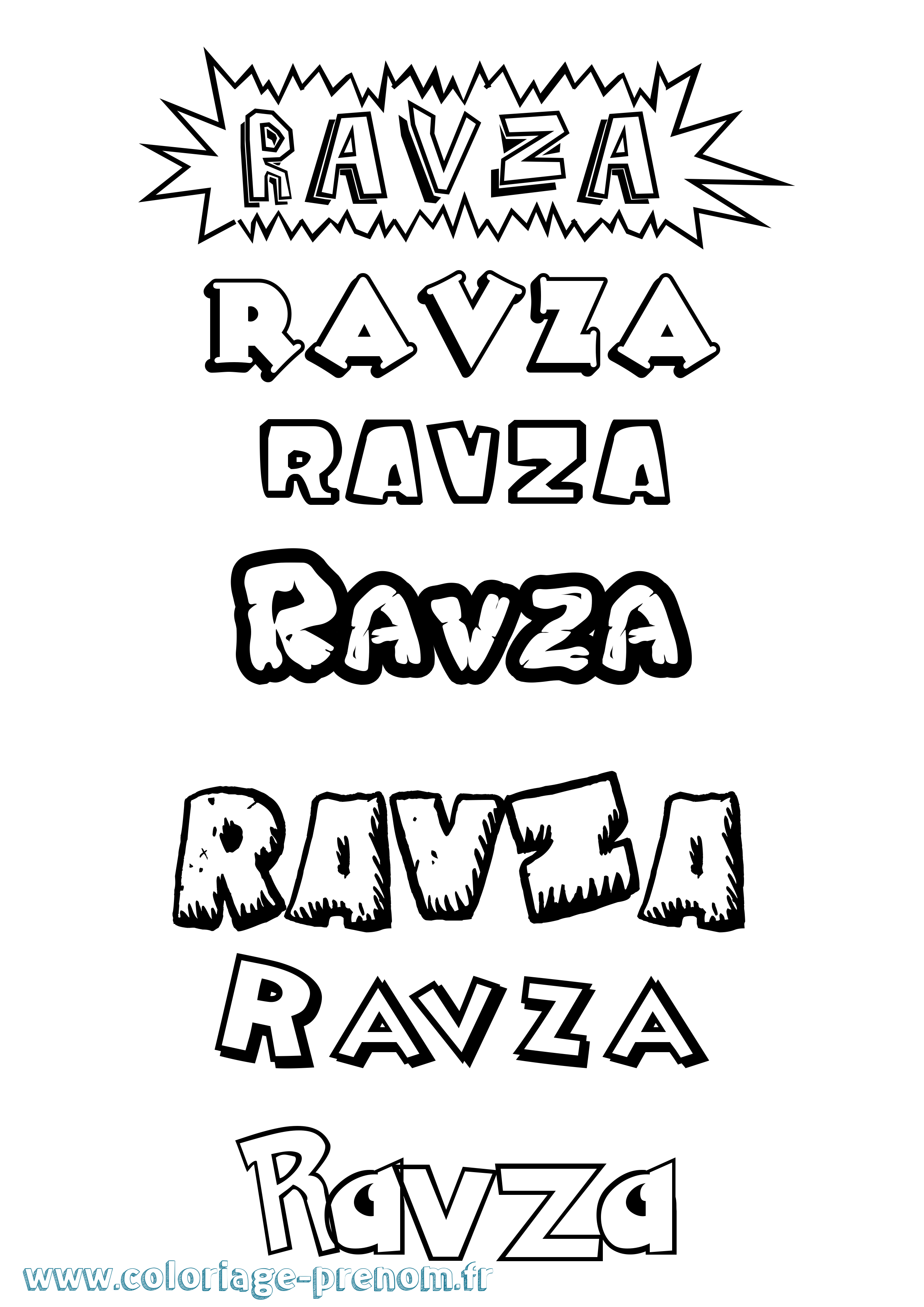 Coloriage prénom Ravza Dessin Animé