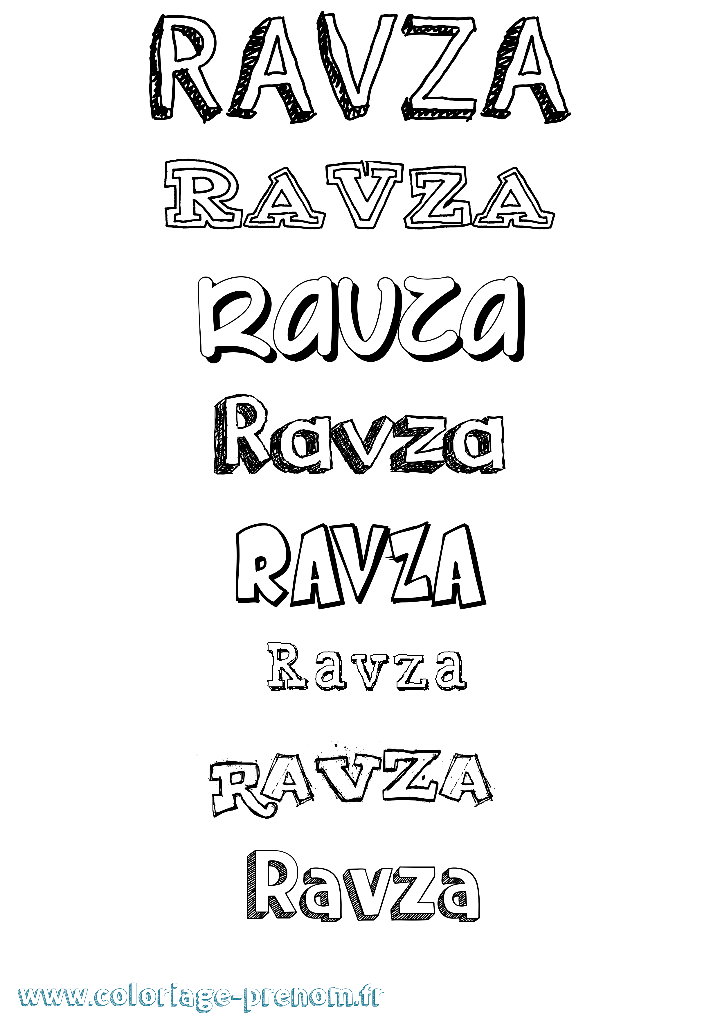 Coloriage prénom Ravza Dessiné