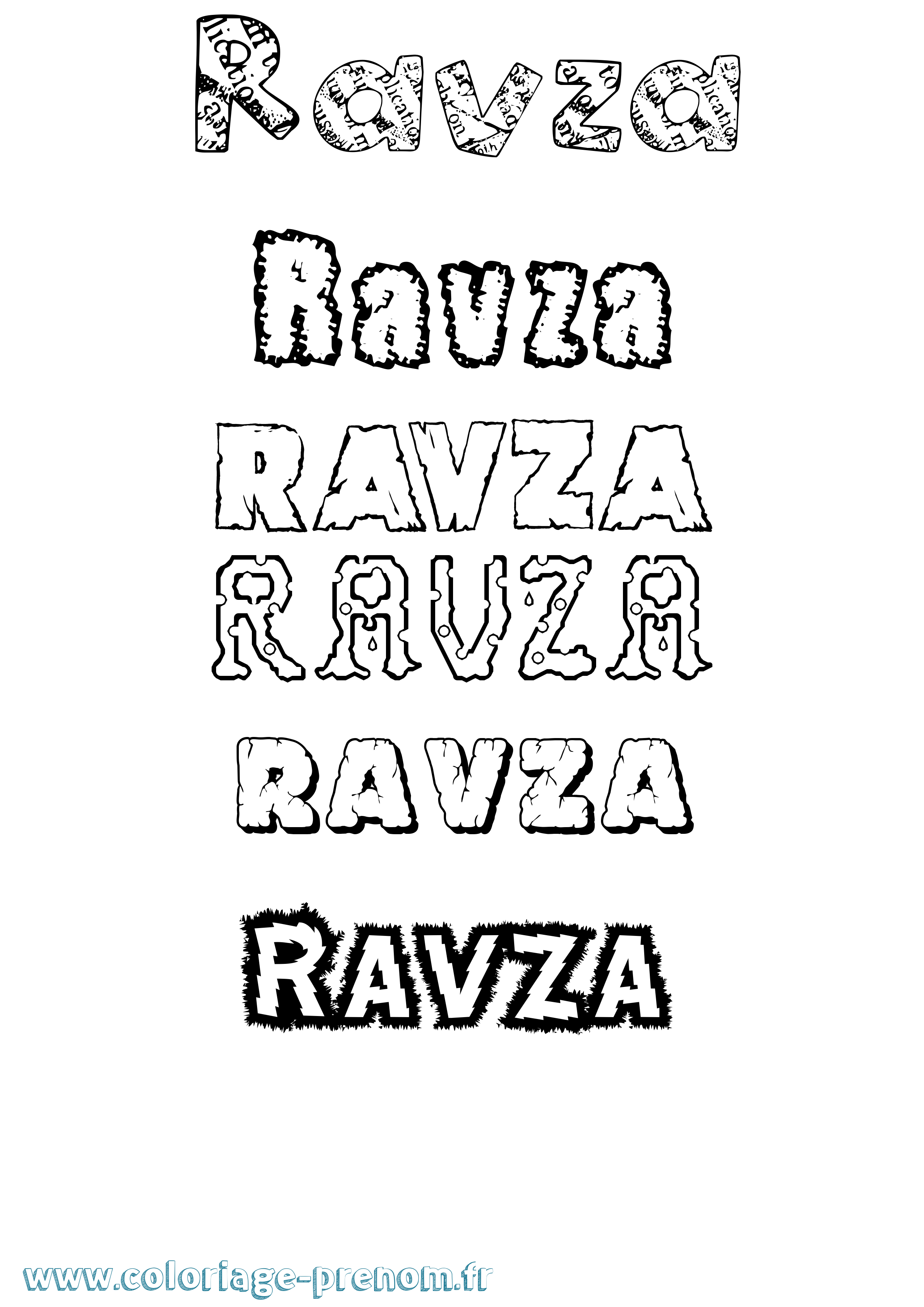 Coloriage prénom Ravza Destructuré