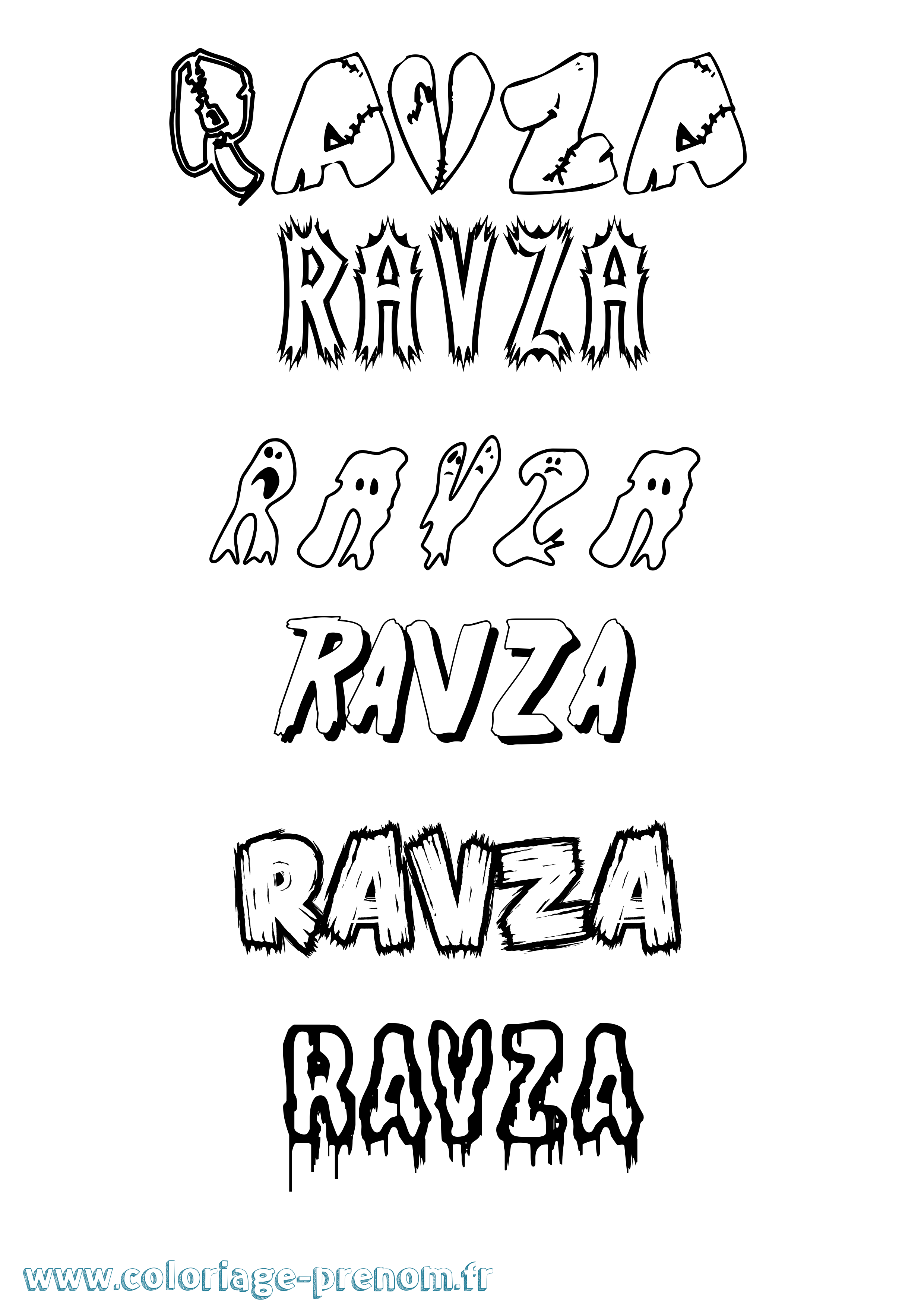 Coloriage prénom Ravza Frisson