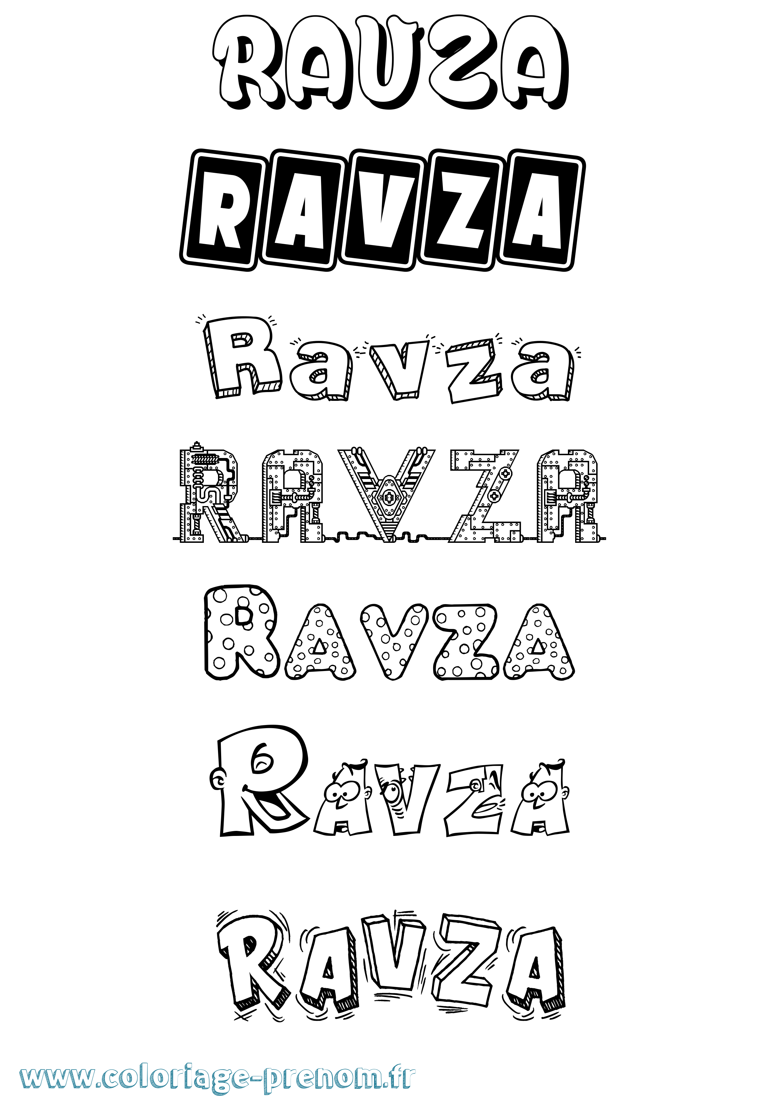 Coloriage prénom Ravza Fun