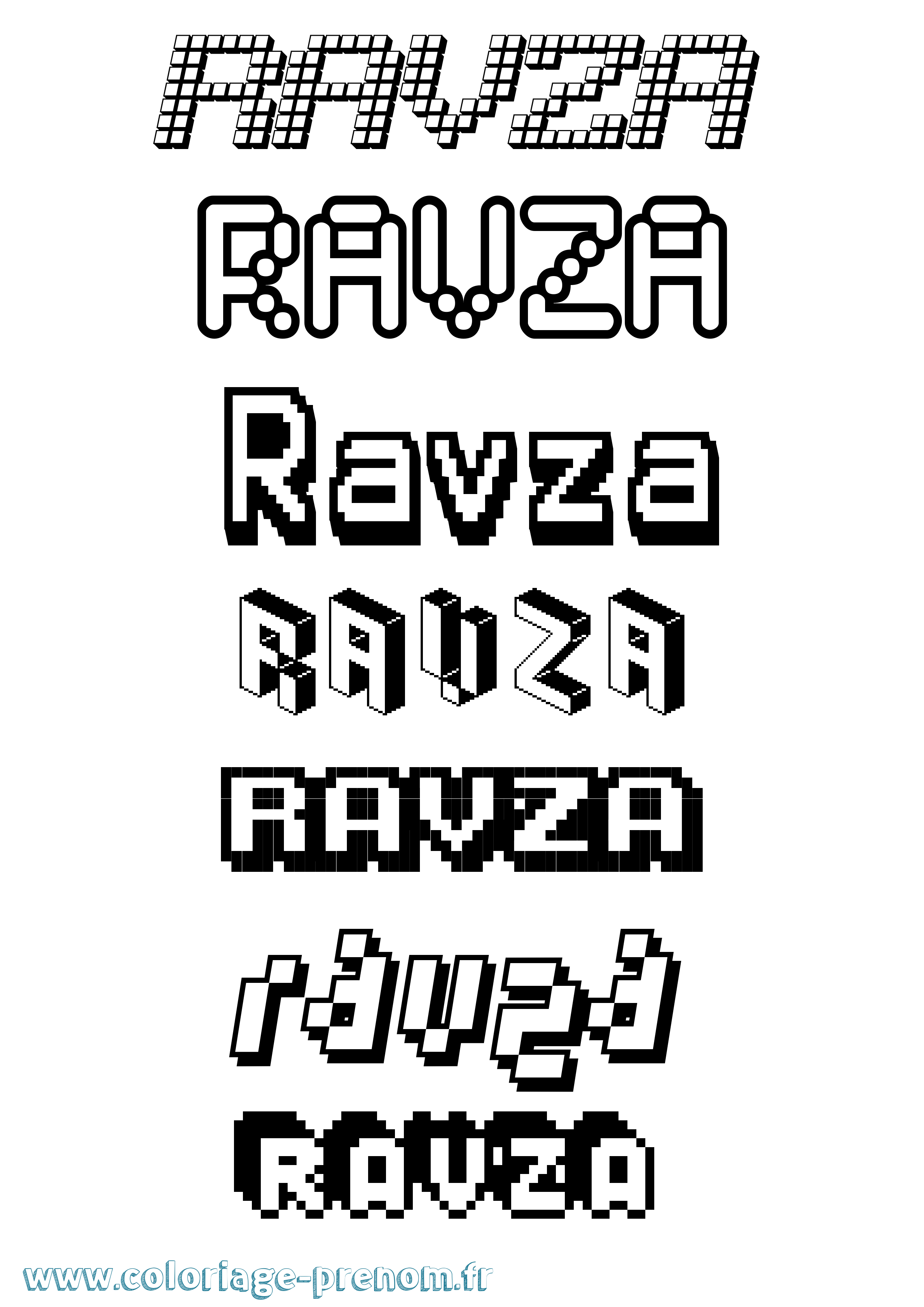 Coloriage prénom Ravza Pixel
