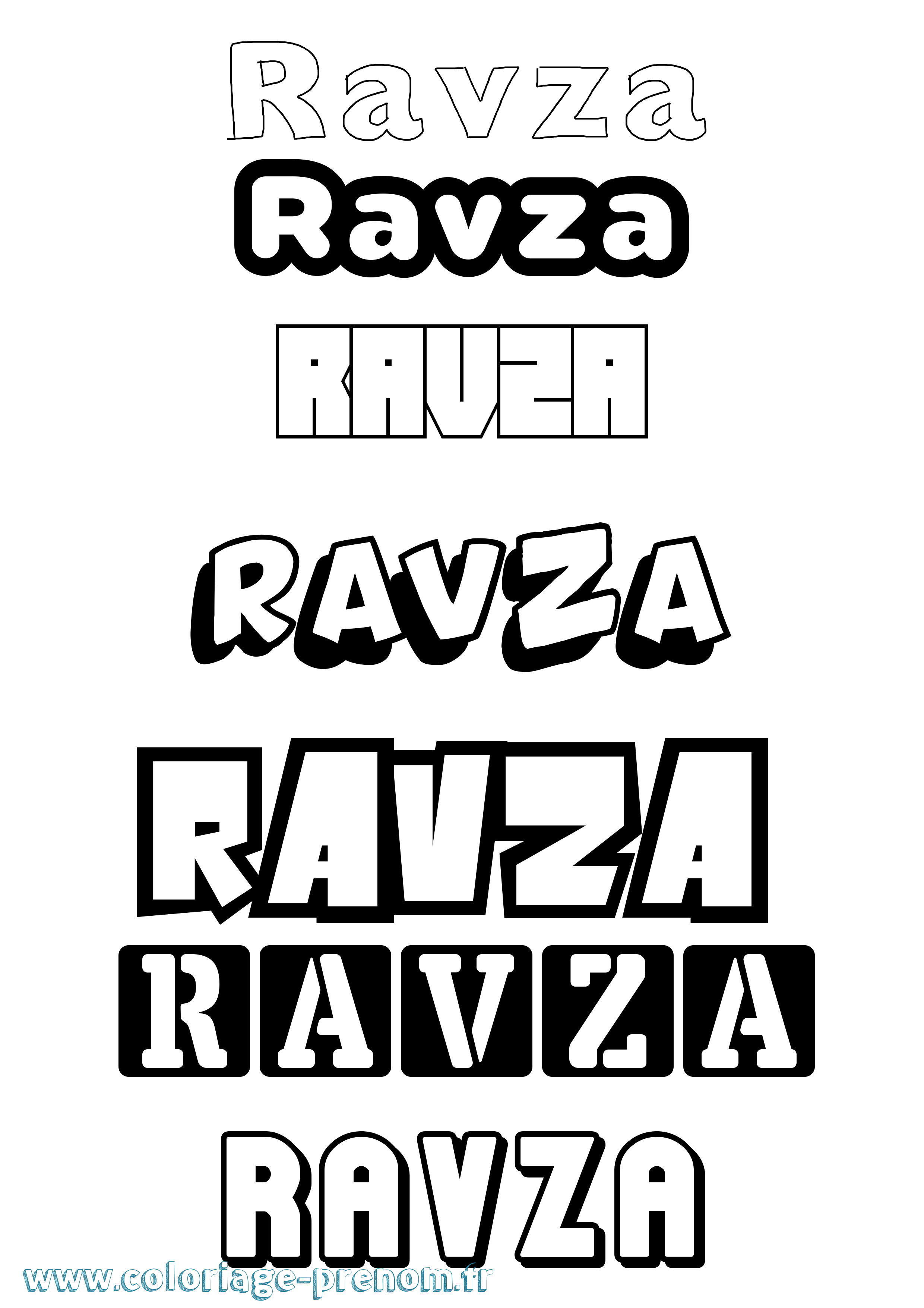 Coloriage prénom Ravza Simple