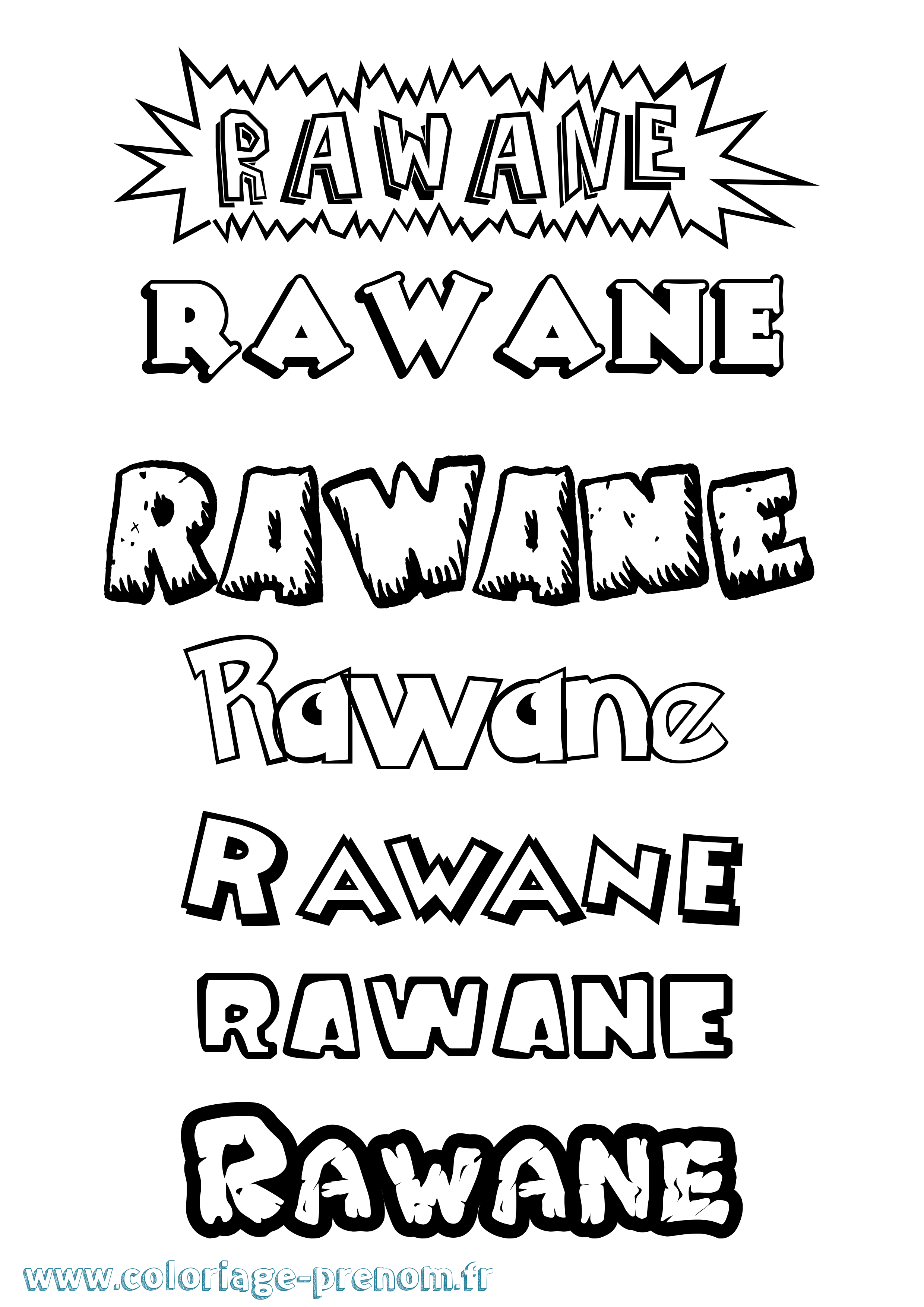Coloriage prénom Rawane