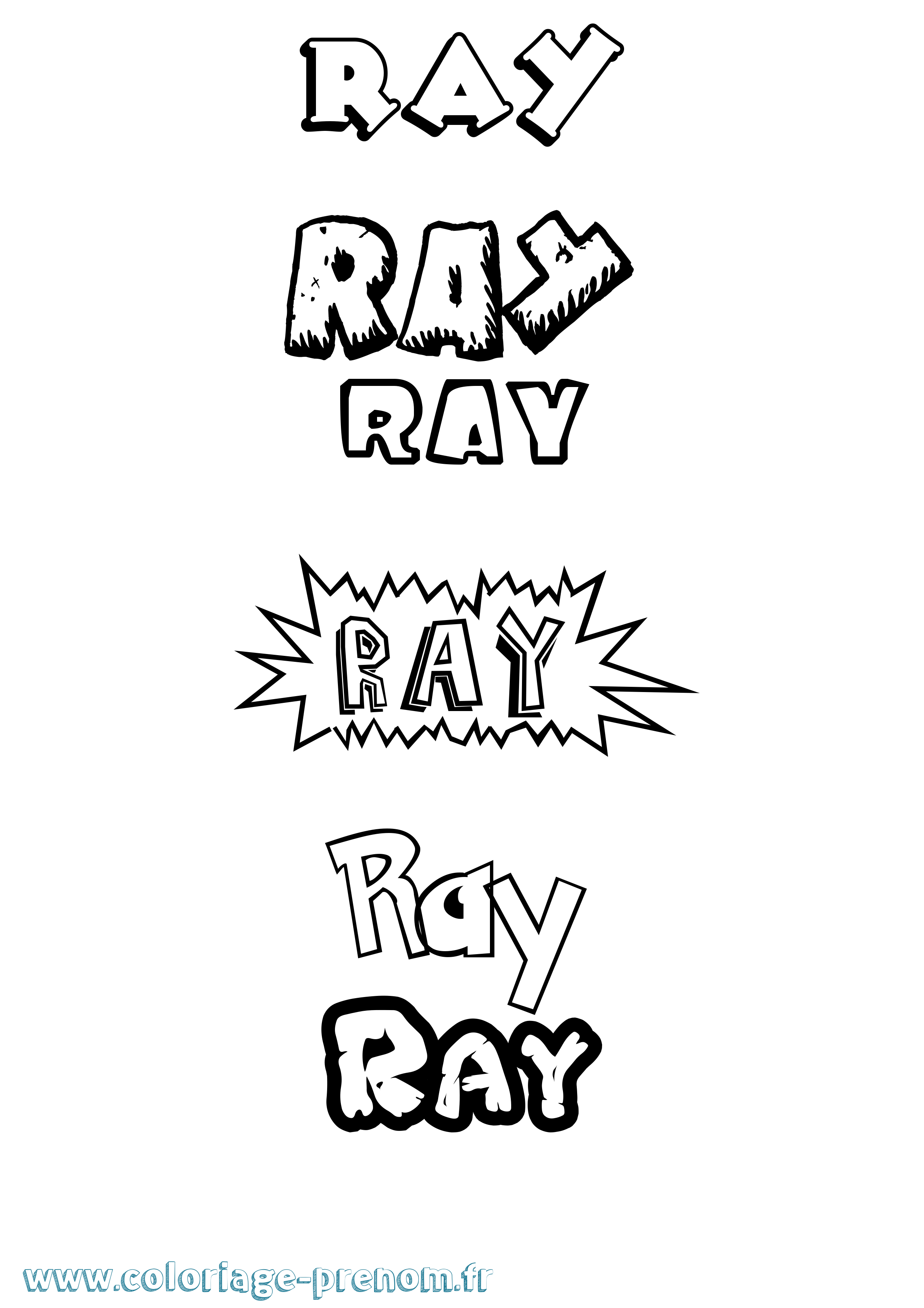 Coloriage prénom Ray Dessin Animé