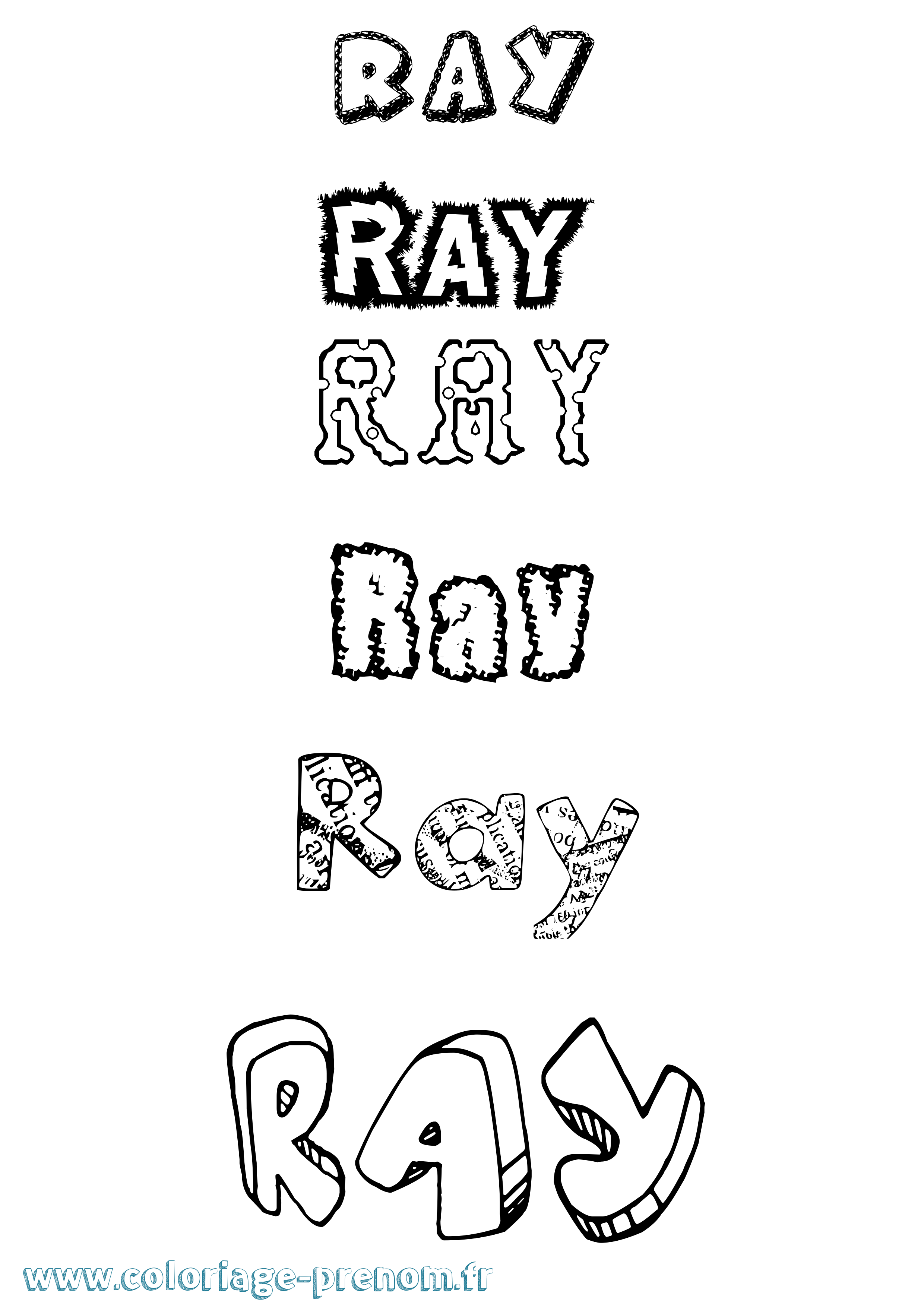 Coloriage prénom Ray Destructuré
