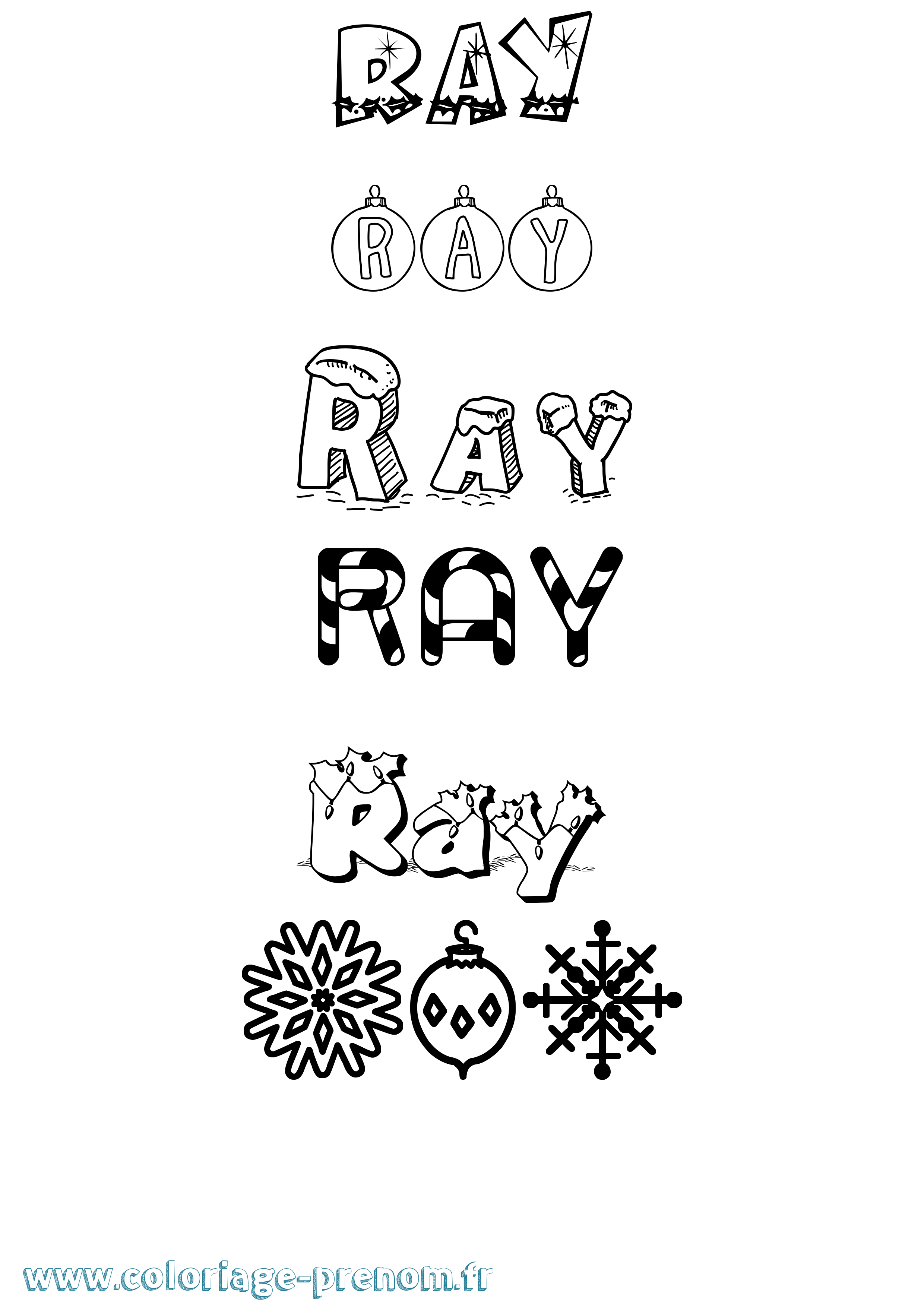 Coloriage prénom Ray Noël