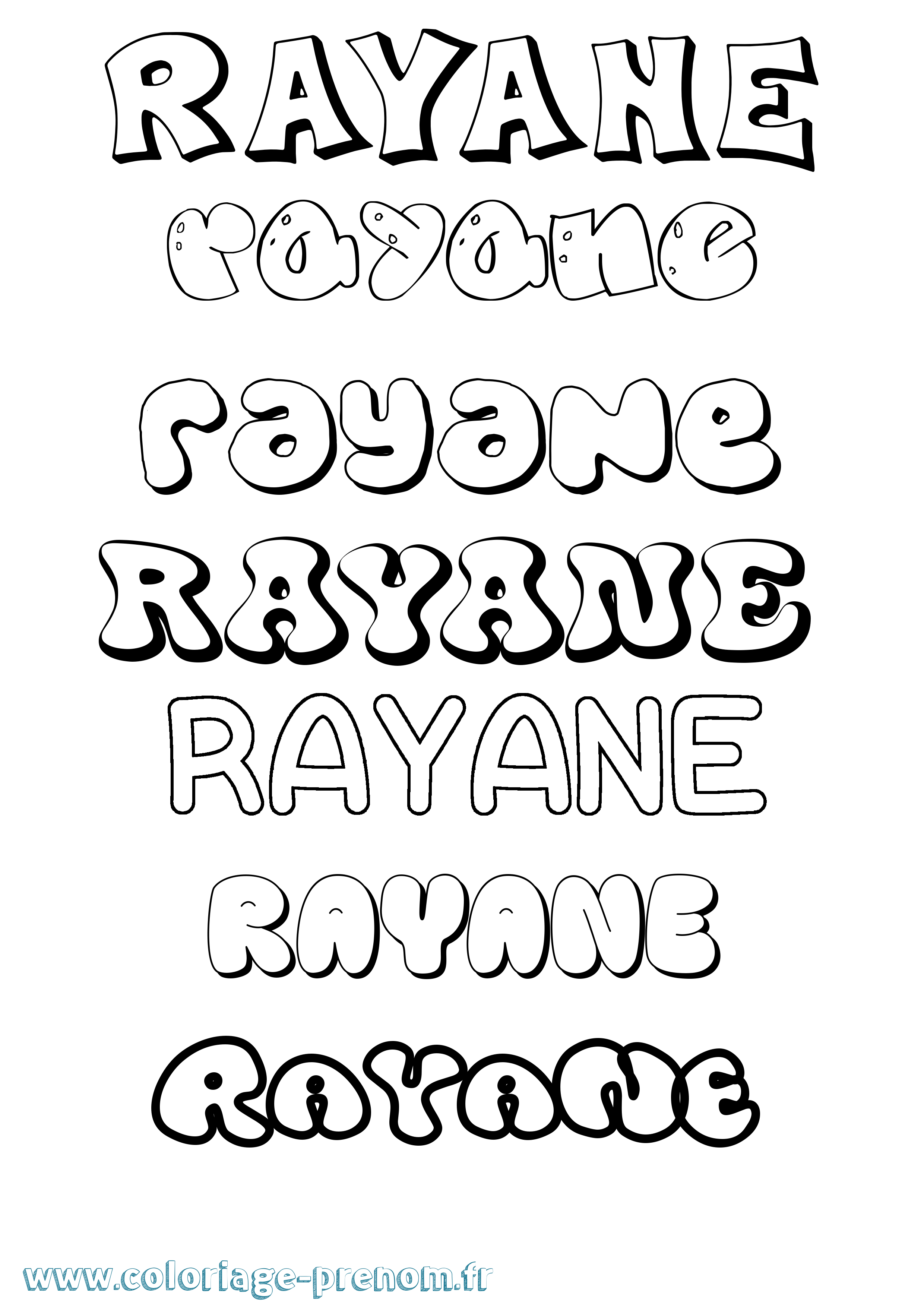 Coloriage Rayane Bubble Coloriage prénom Rayane Bubble