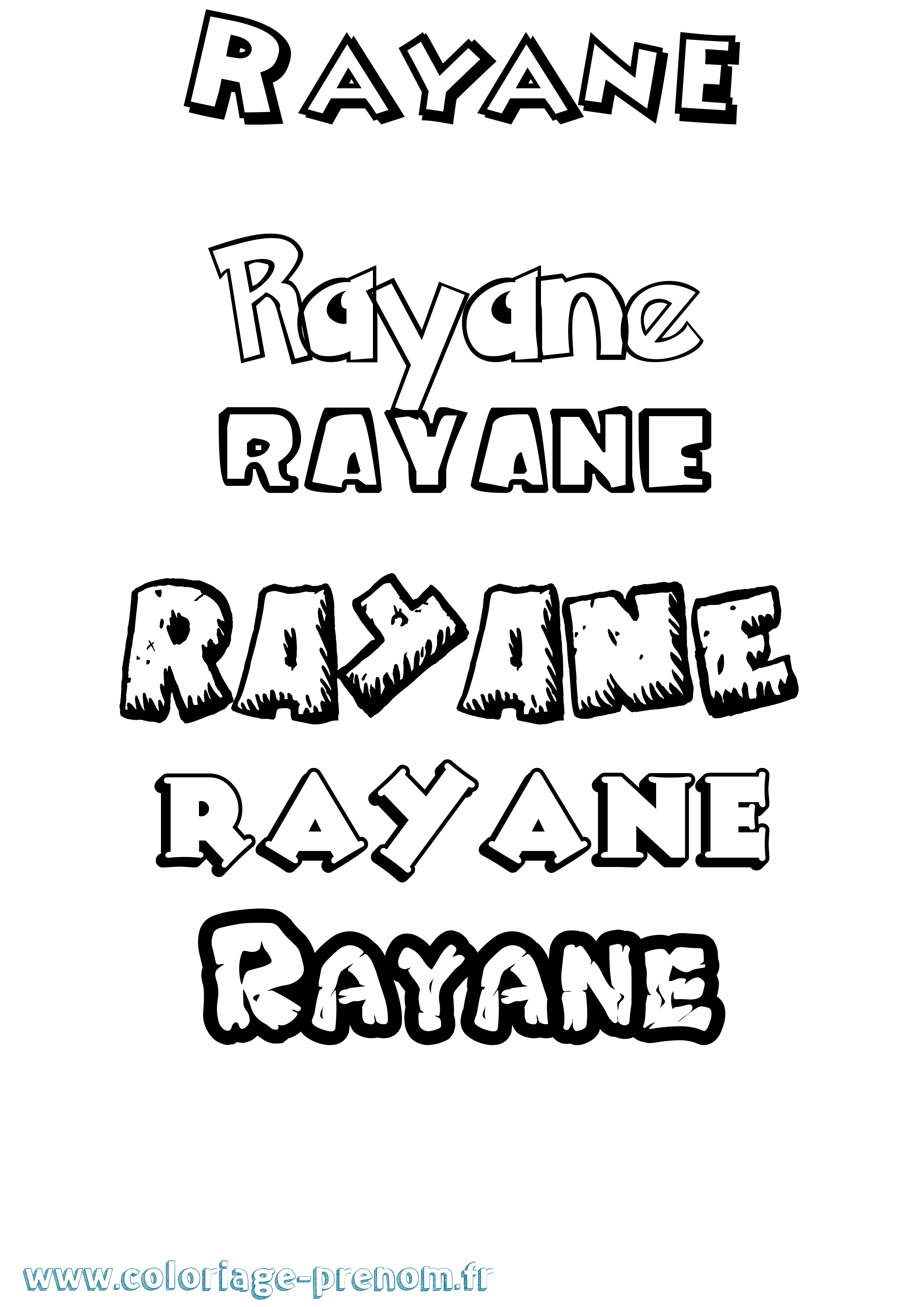 Coloriage Rayane Dessin Animé Coloriage prénom Rayane Dessin Animé