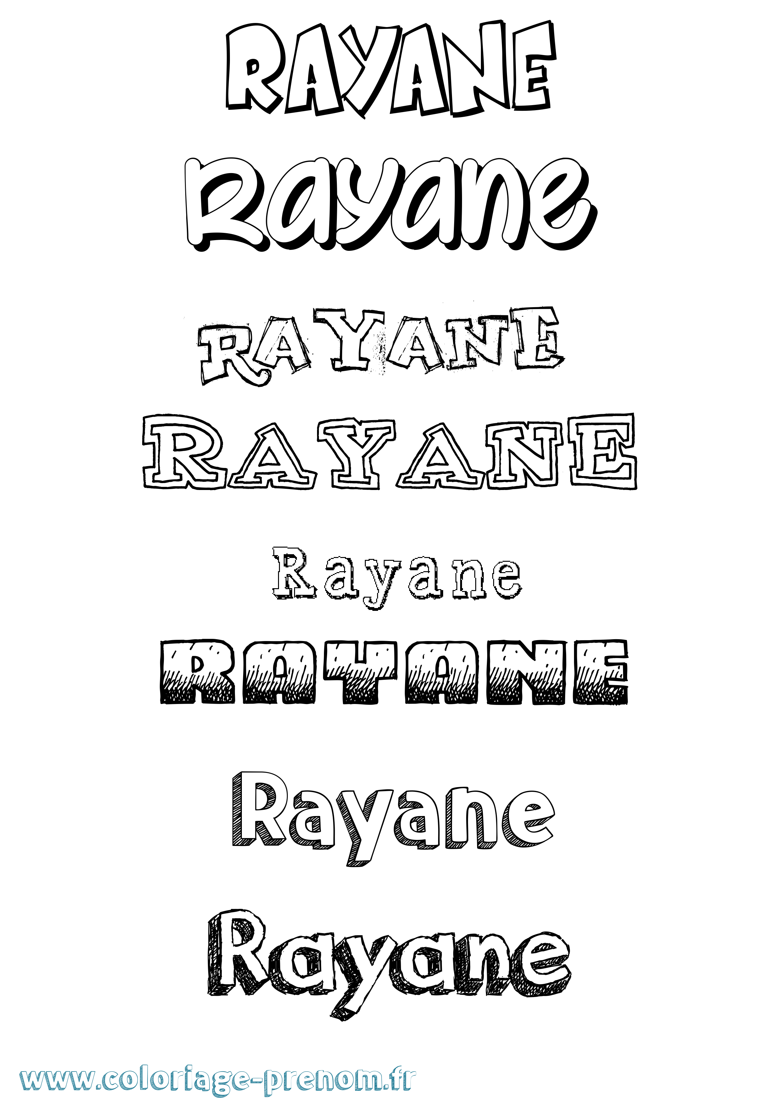 Coloriage Rayane Dessiné Coloriage prénom Rayane Dessiné