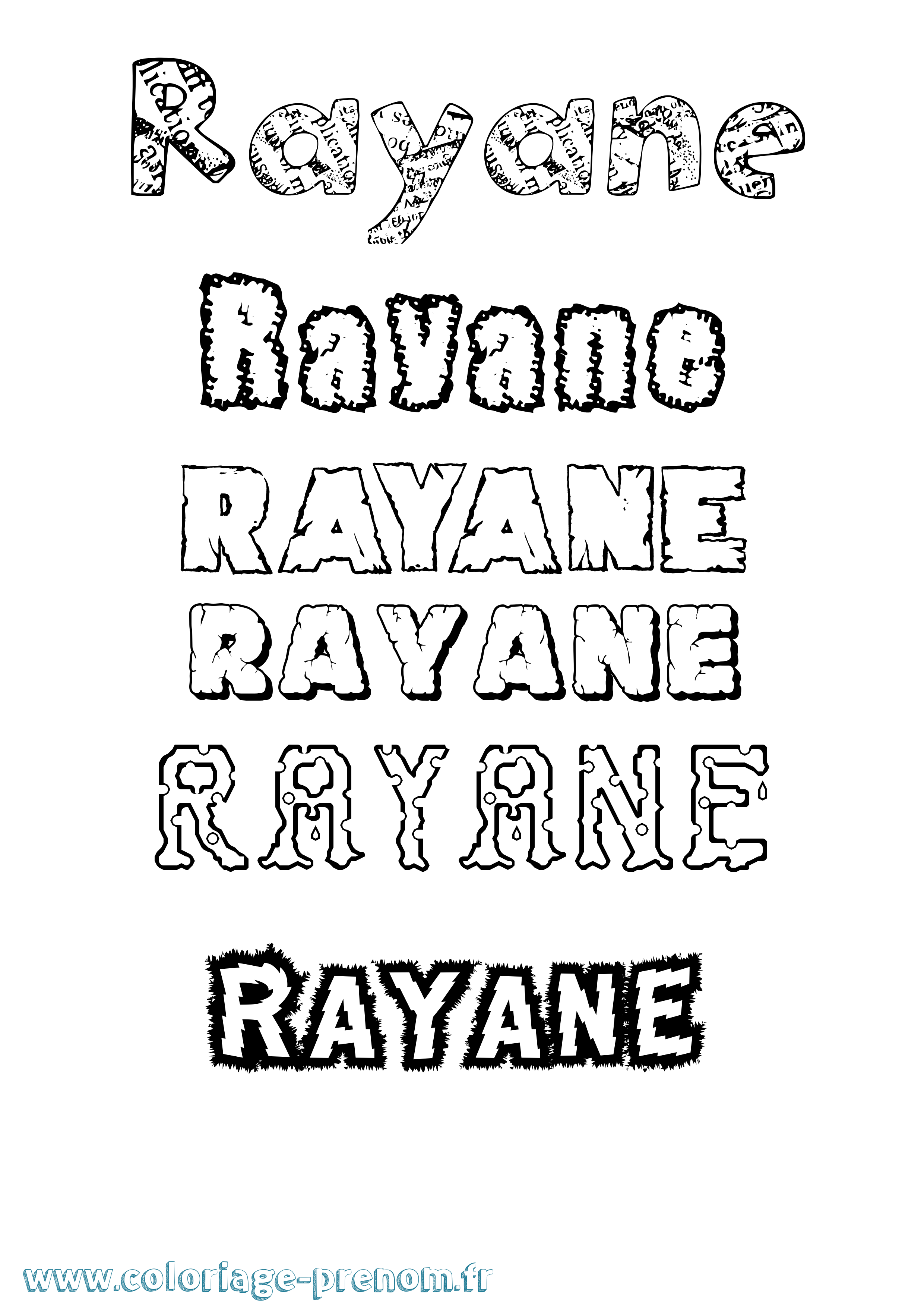 Coloriage Rayane Destructuré Coloriage prénom Rayane Destructuré