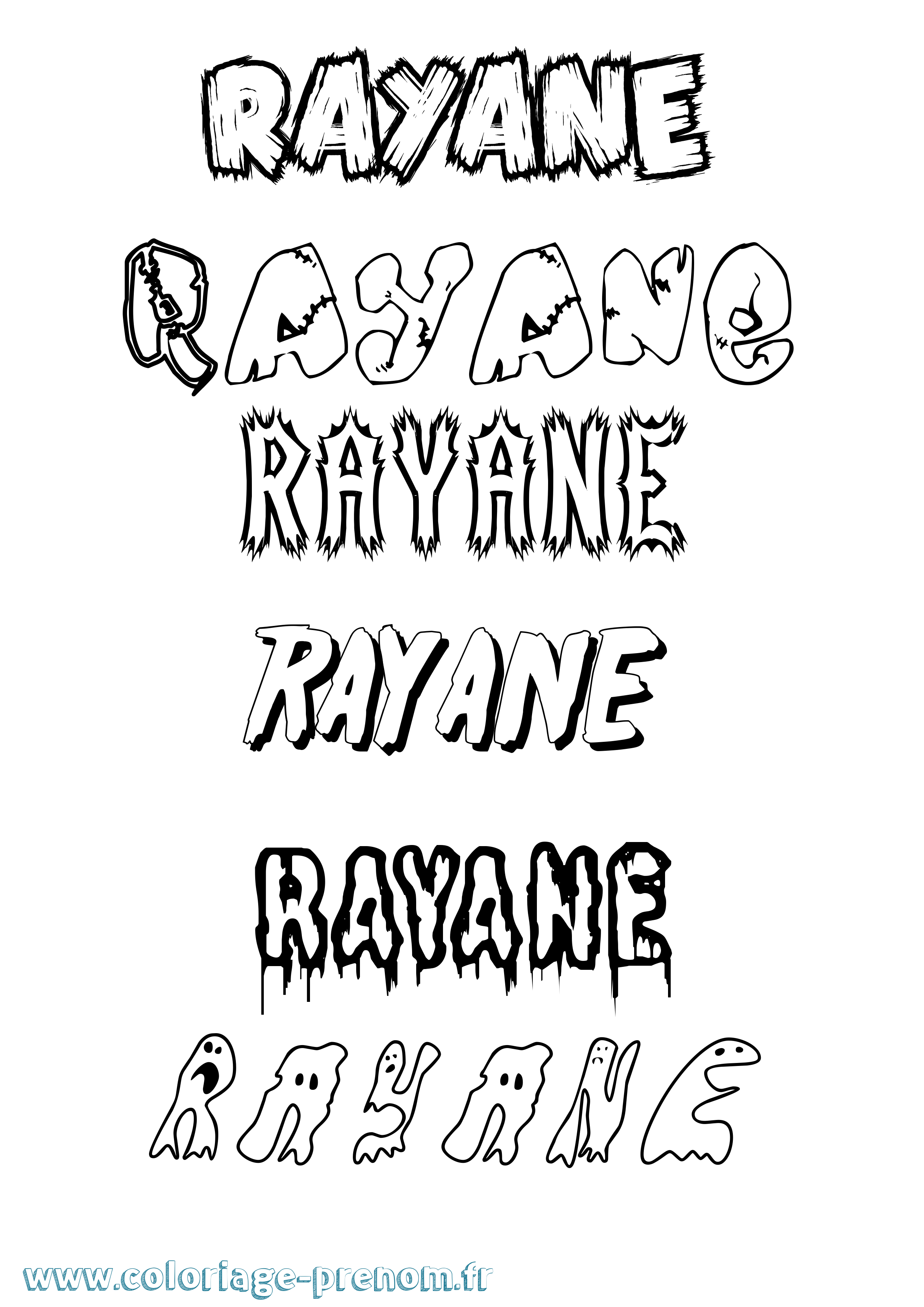 Coloriage Rayane Frisson Coloriage prénom Rayane Frisson