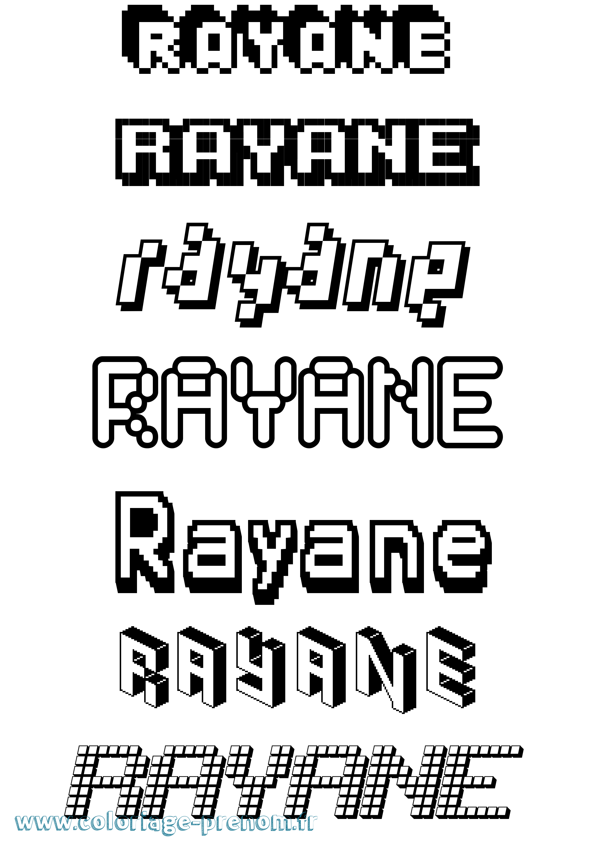 Coloriage Rayane Pixel Coloriage prénom Rayane Pixel