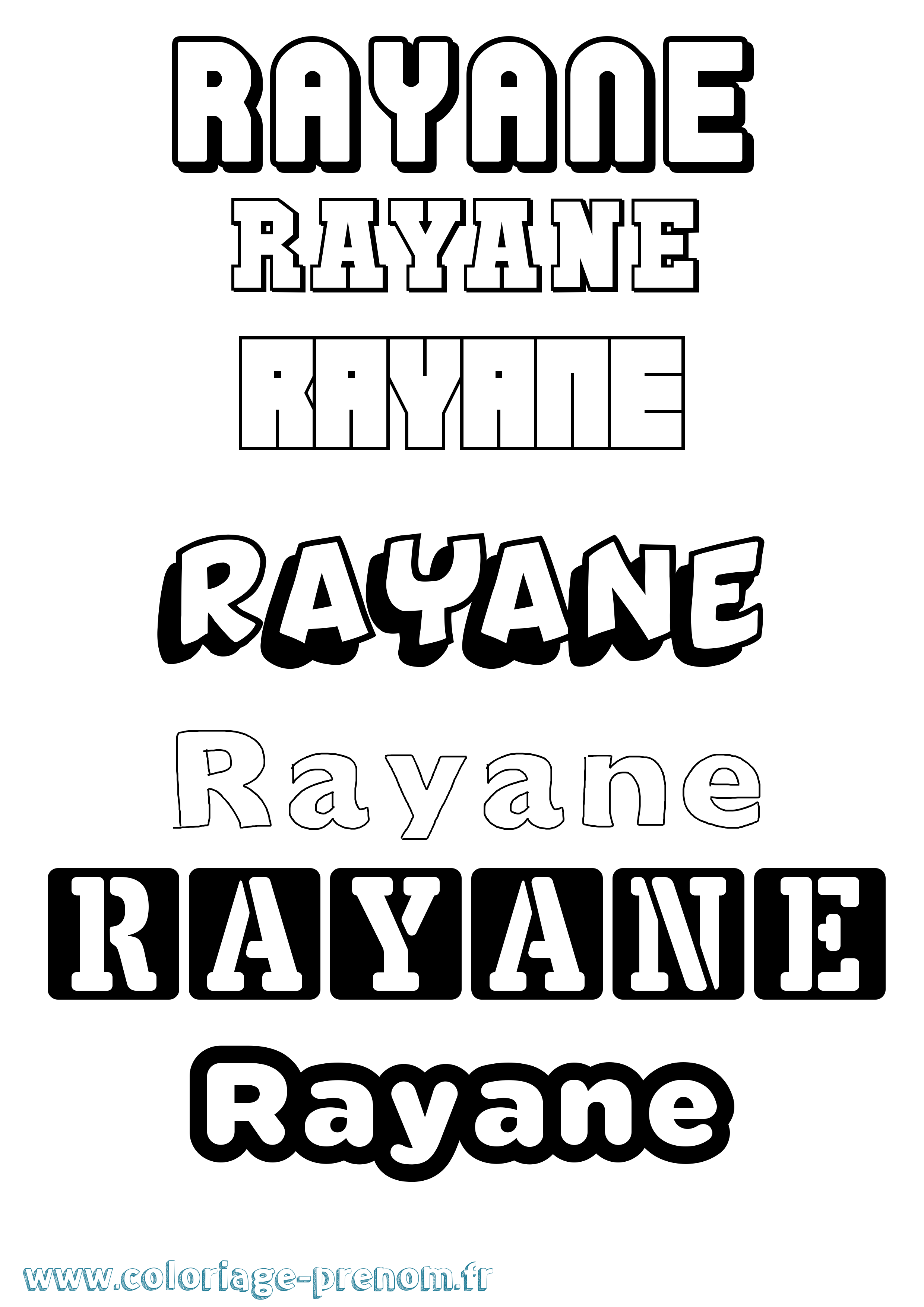 Coloriage Rayane Simple Coloriage prénom Rayane Simple