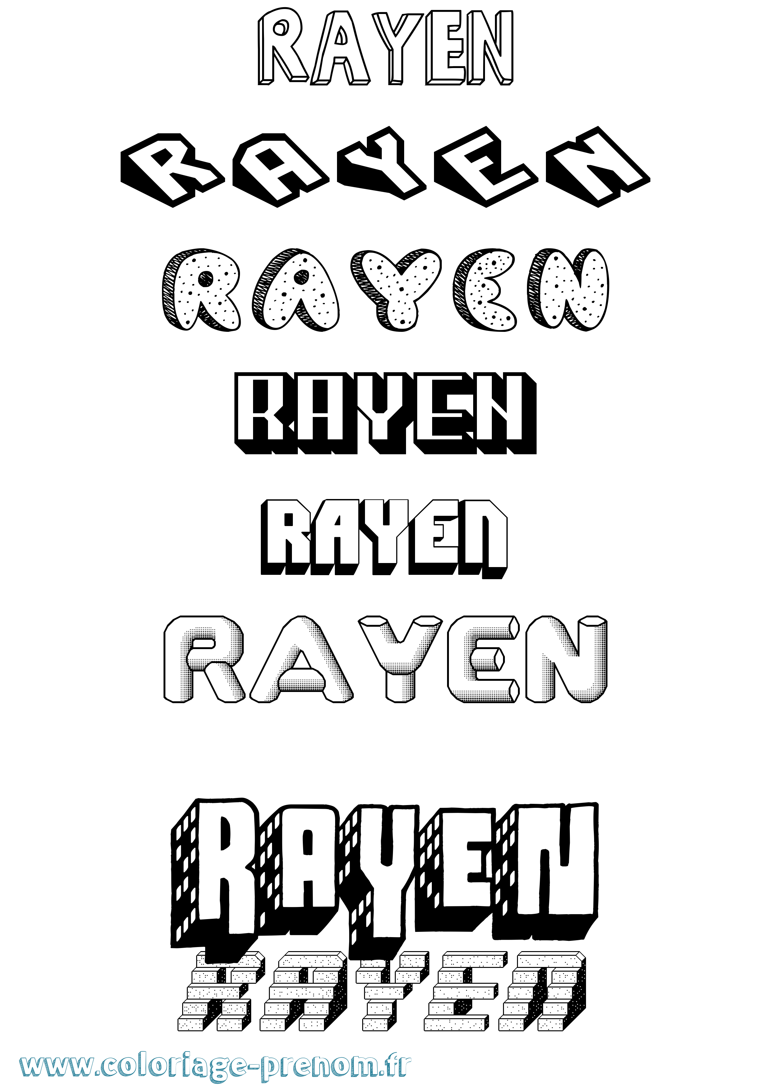 Coloriage prénom Rayen