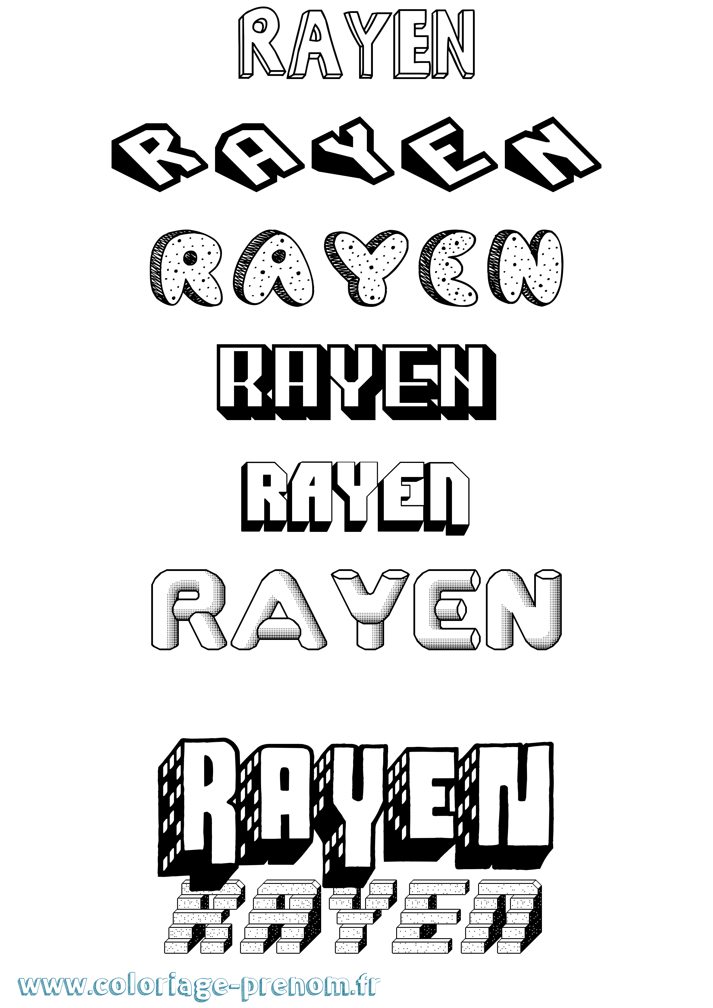Coloriage Rayen Coloriage prénom Rayen