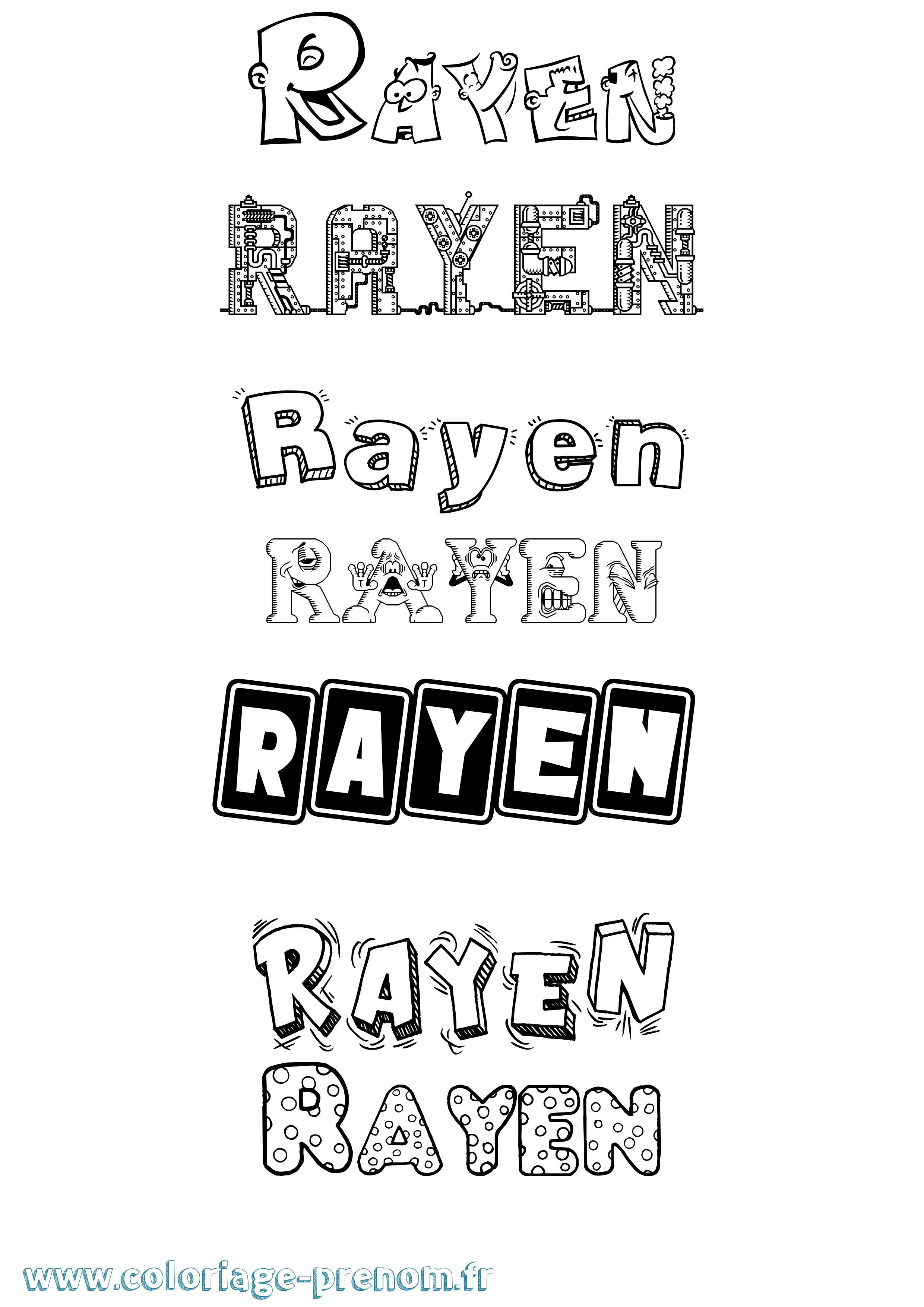 Coloriage Rayen Coloriage prénom Rayen