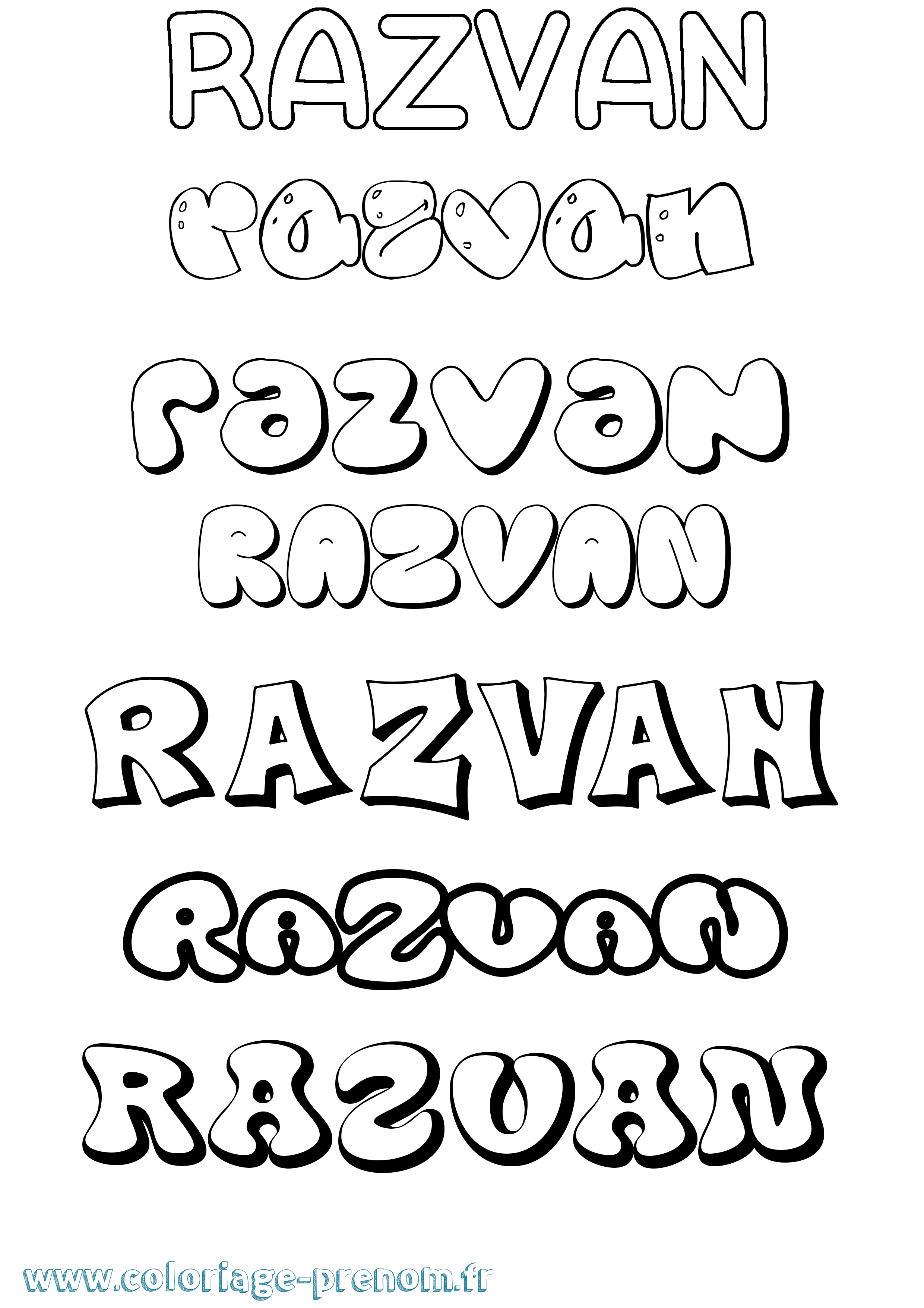 Coloriage Razvan Bubble Coloriage prénom Razvan Bubble