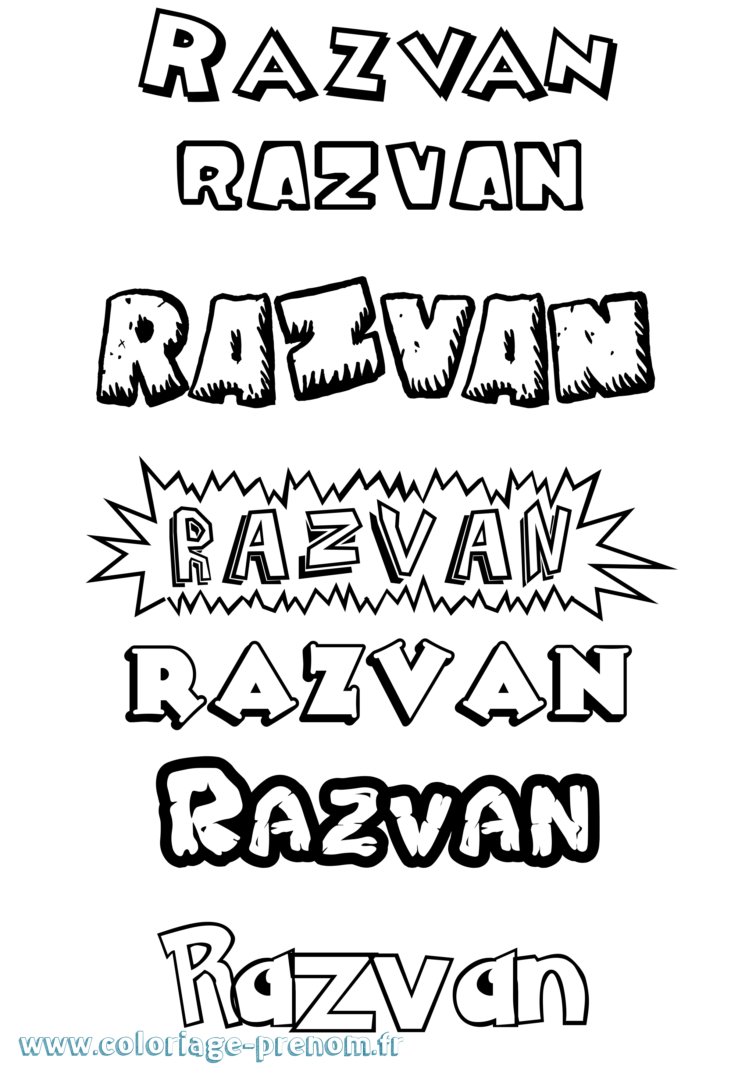 Coloriage Razvan Dessin Animé Coloriage prénom Razvan Dessin Animé