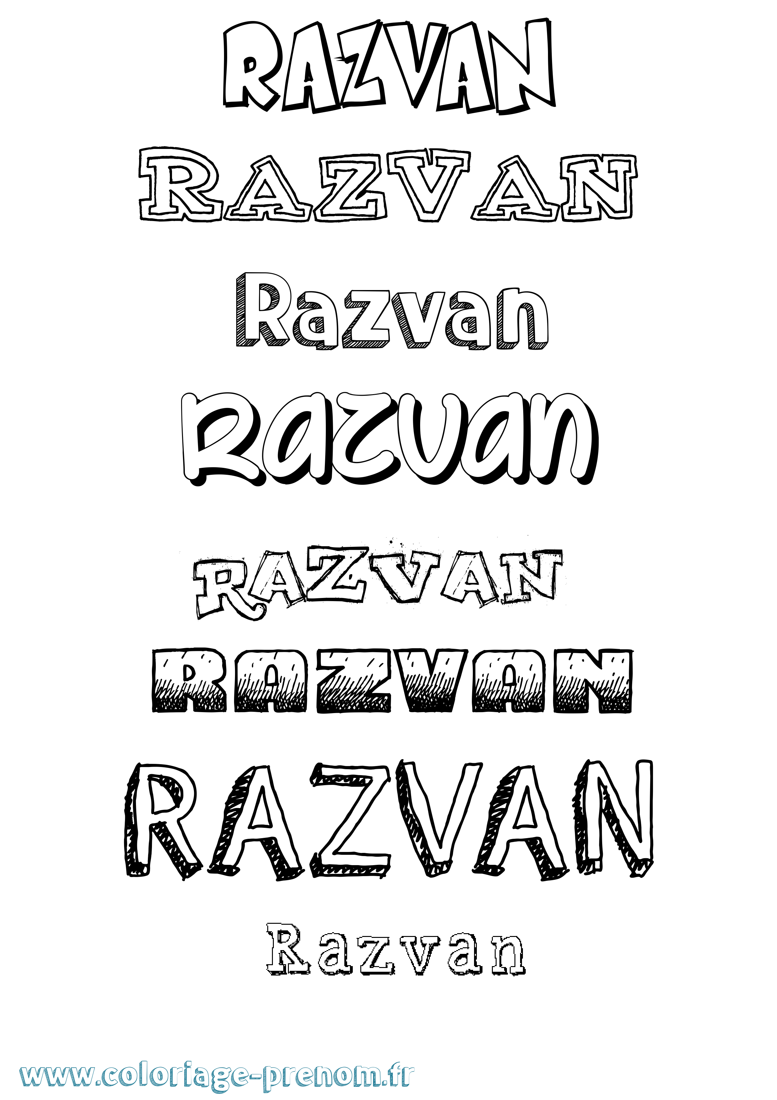 Coloriage prénom Razvan Dessiné