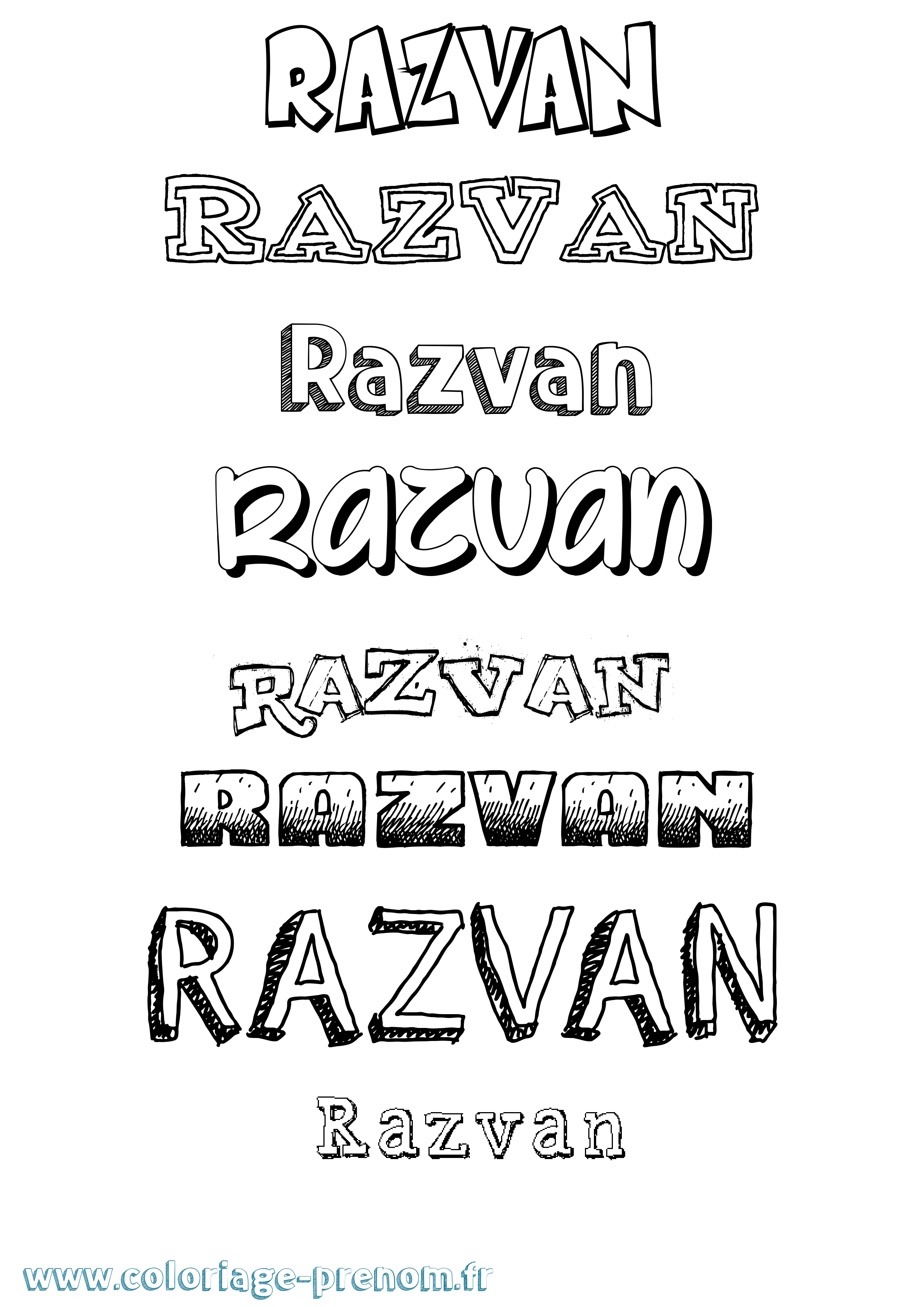 Coloriage Razvan Dessiné Coloriage prénom Razvan Dessiné