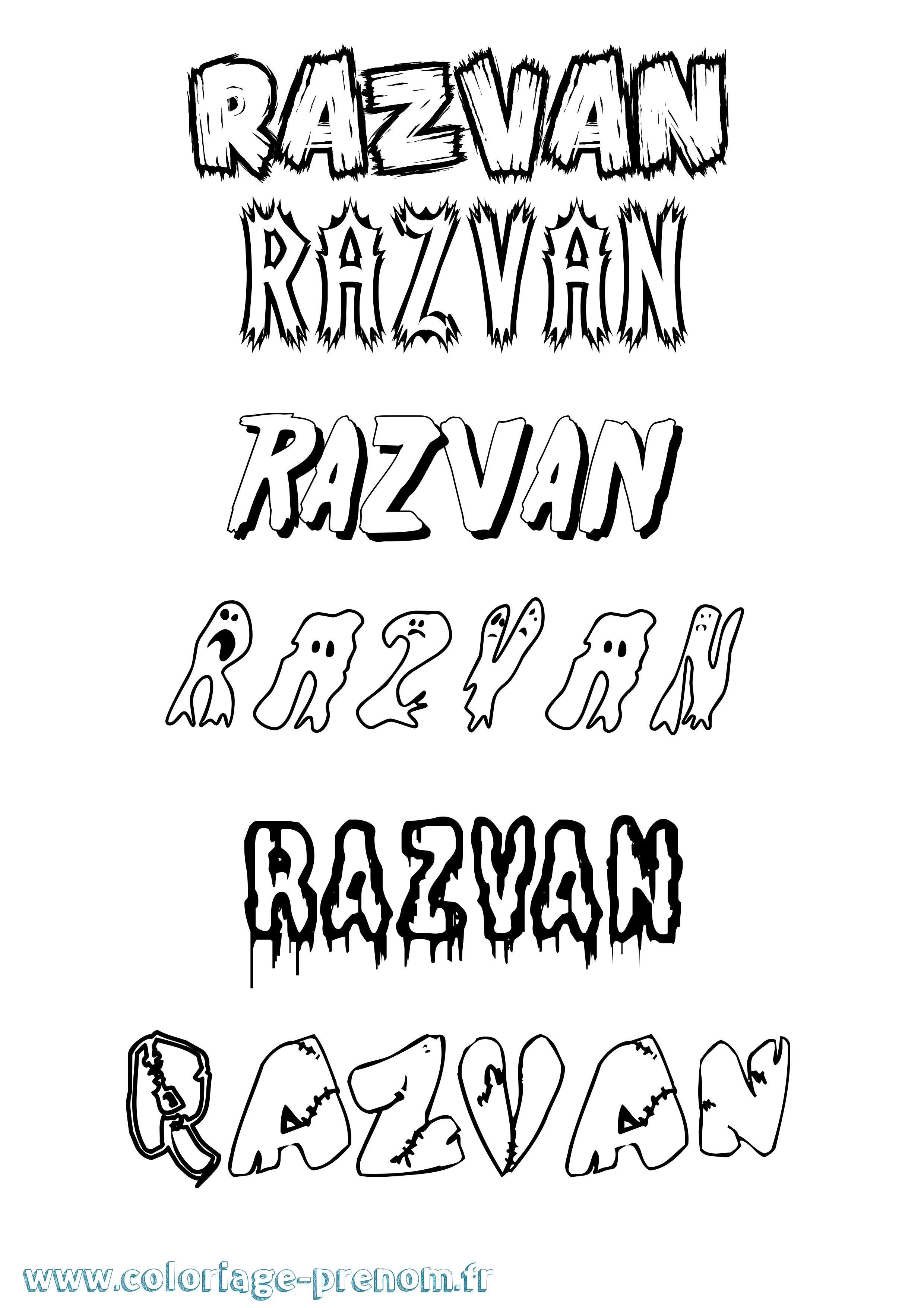 Coloriage prénom Razvan Frisson