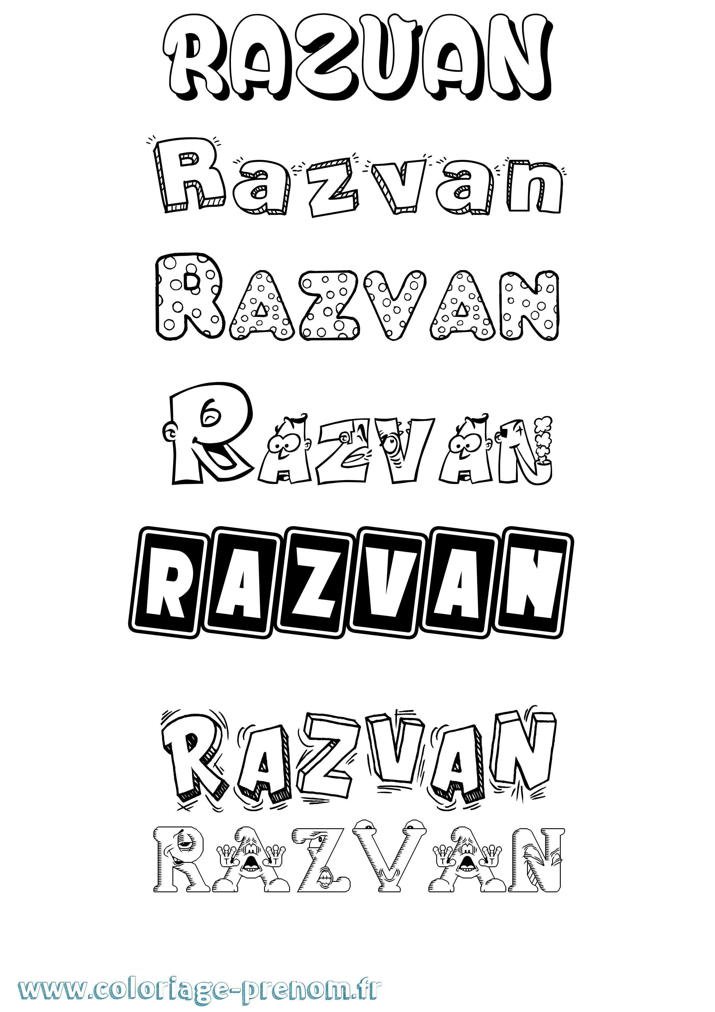 Coloriage prénom Razvan Fun