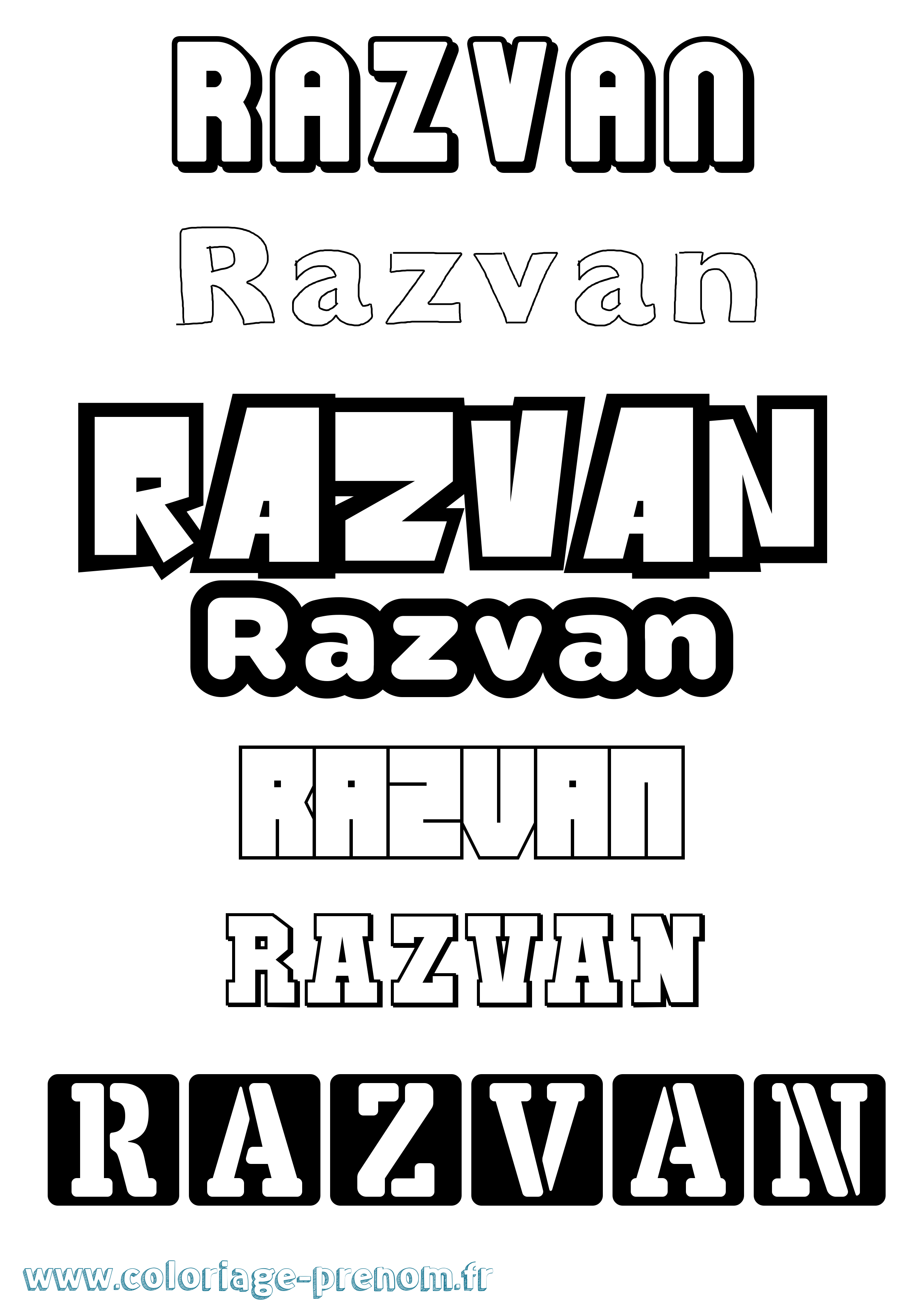 Coloriage Razvan Simple Coloriage prénom Razvan Simple