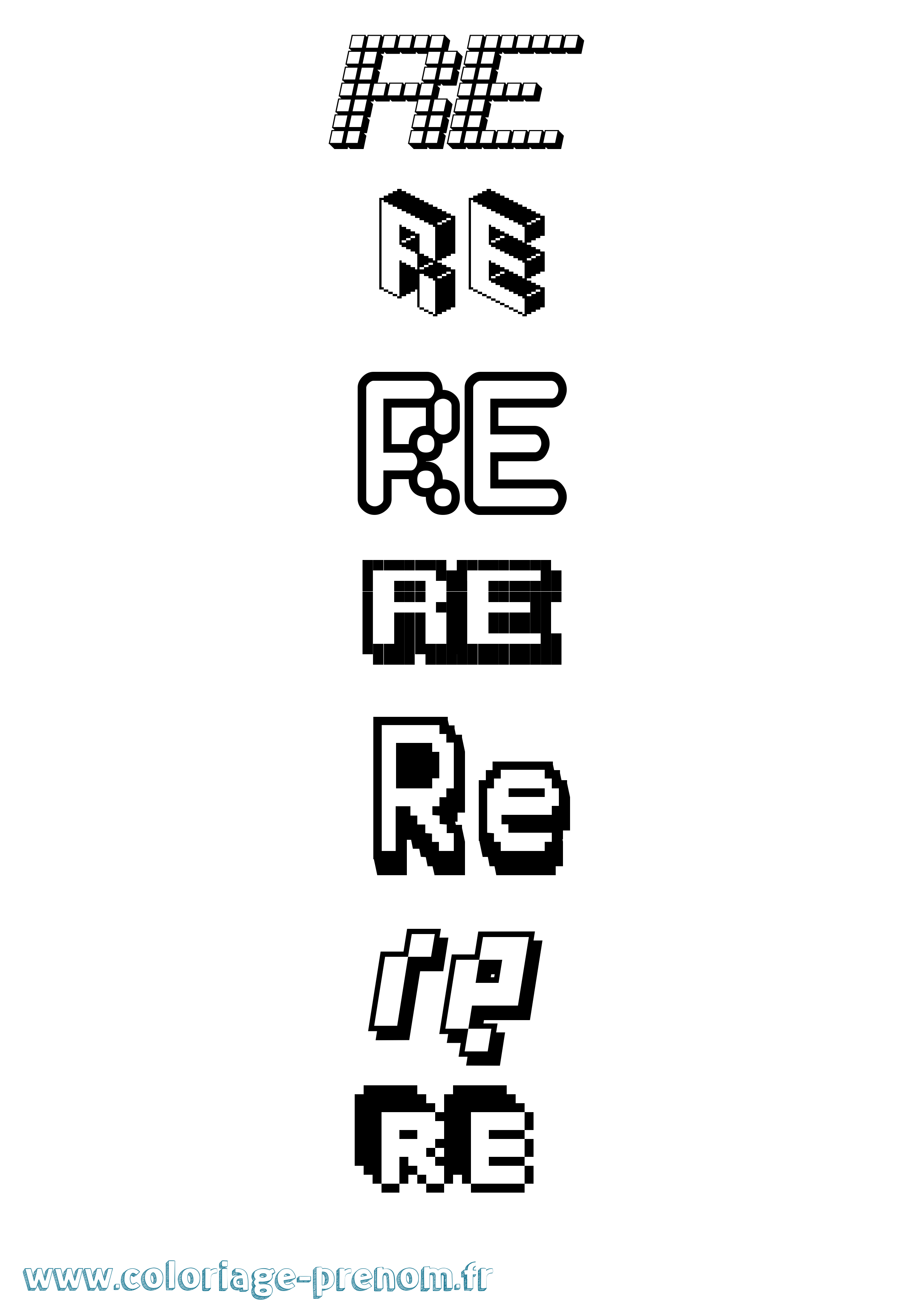Coloriage prénom Re Pixel