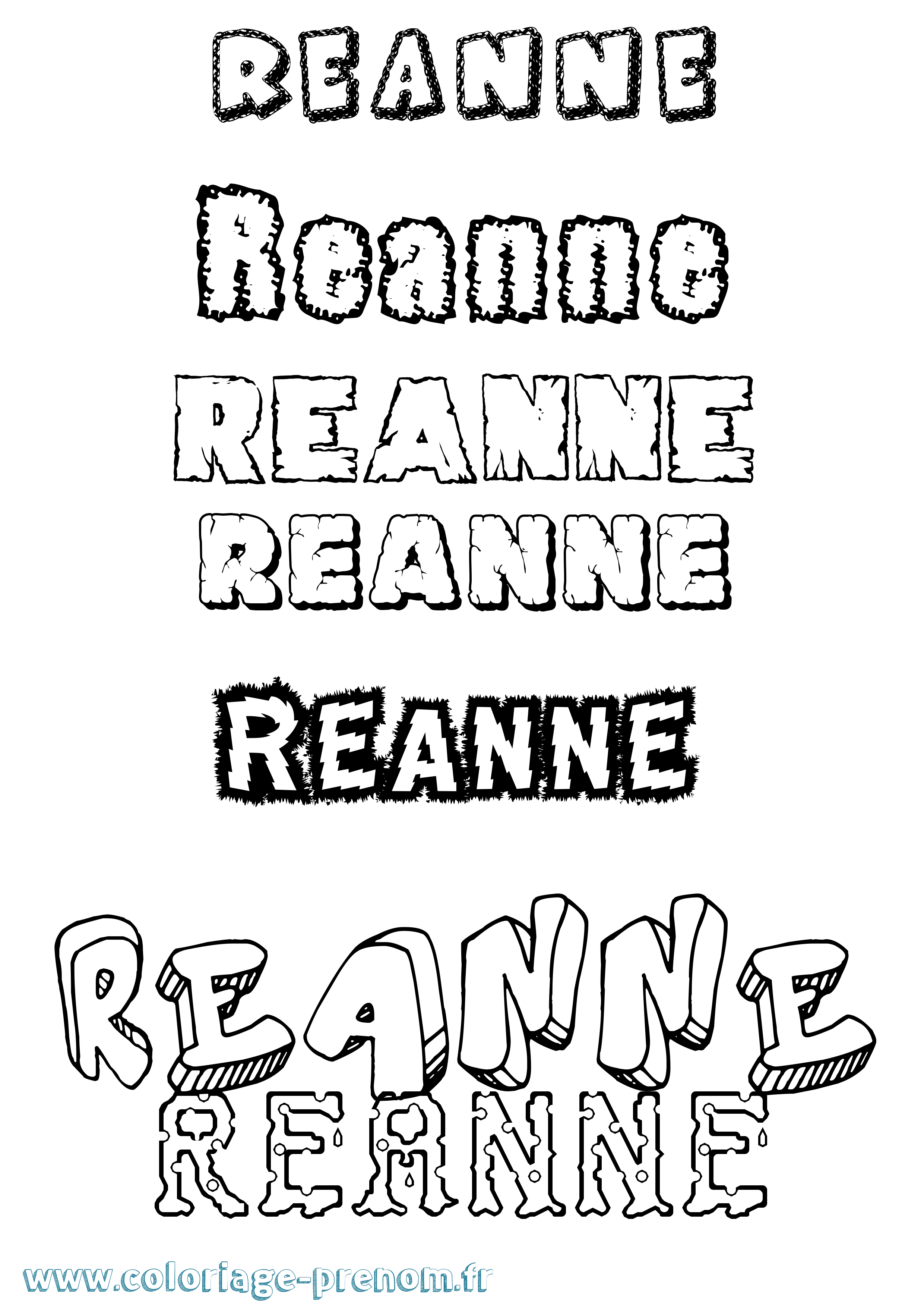 Coloriage prénom Reanne Destructuré