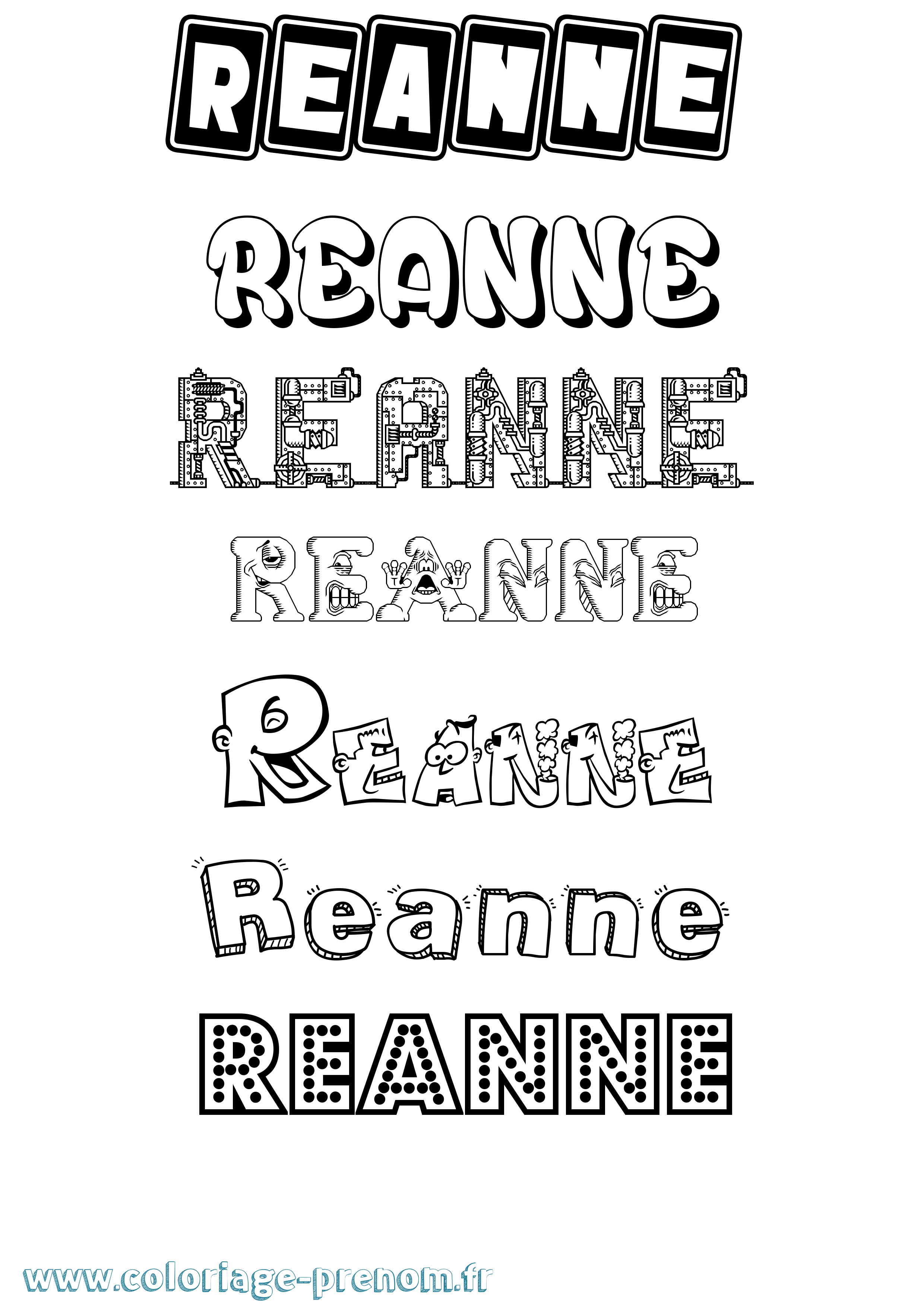 Coloriage prénom Reanne Fun