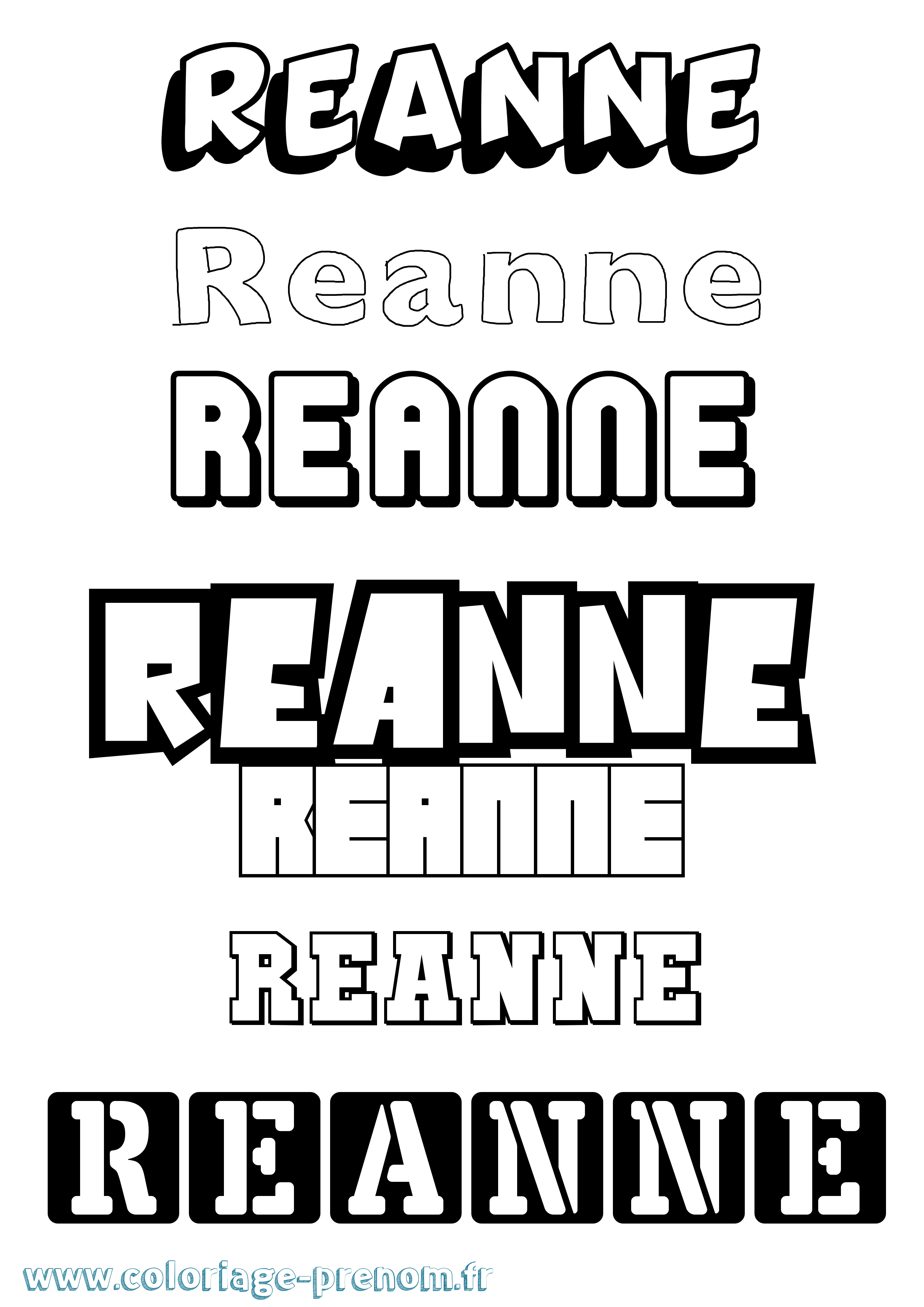 Coloriage prénom Reanne Simple