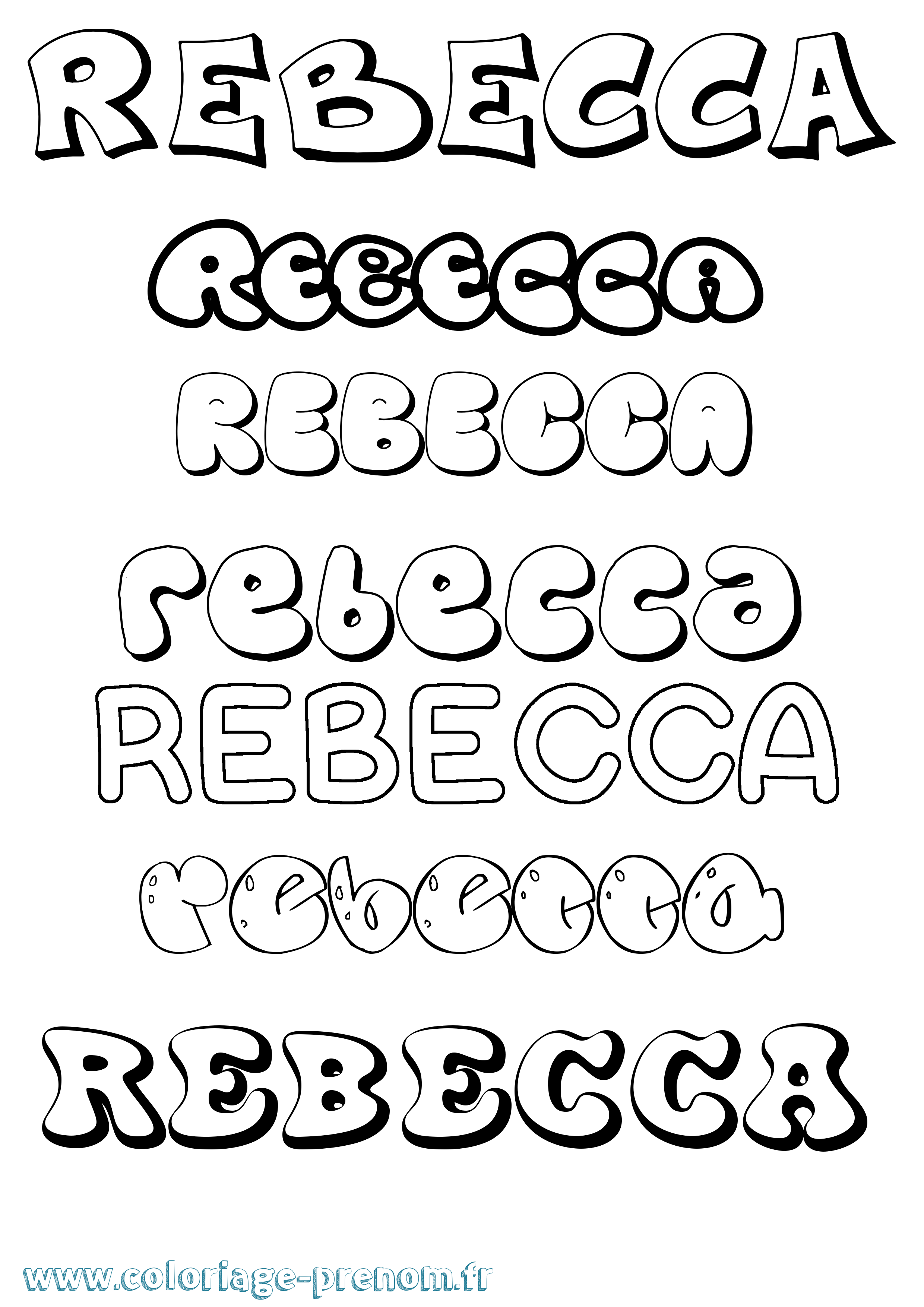 Coloriage prénom Rebecca Bubble