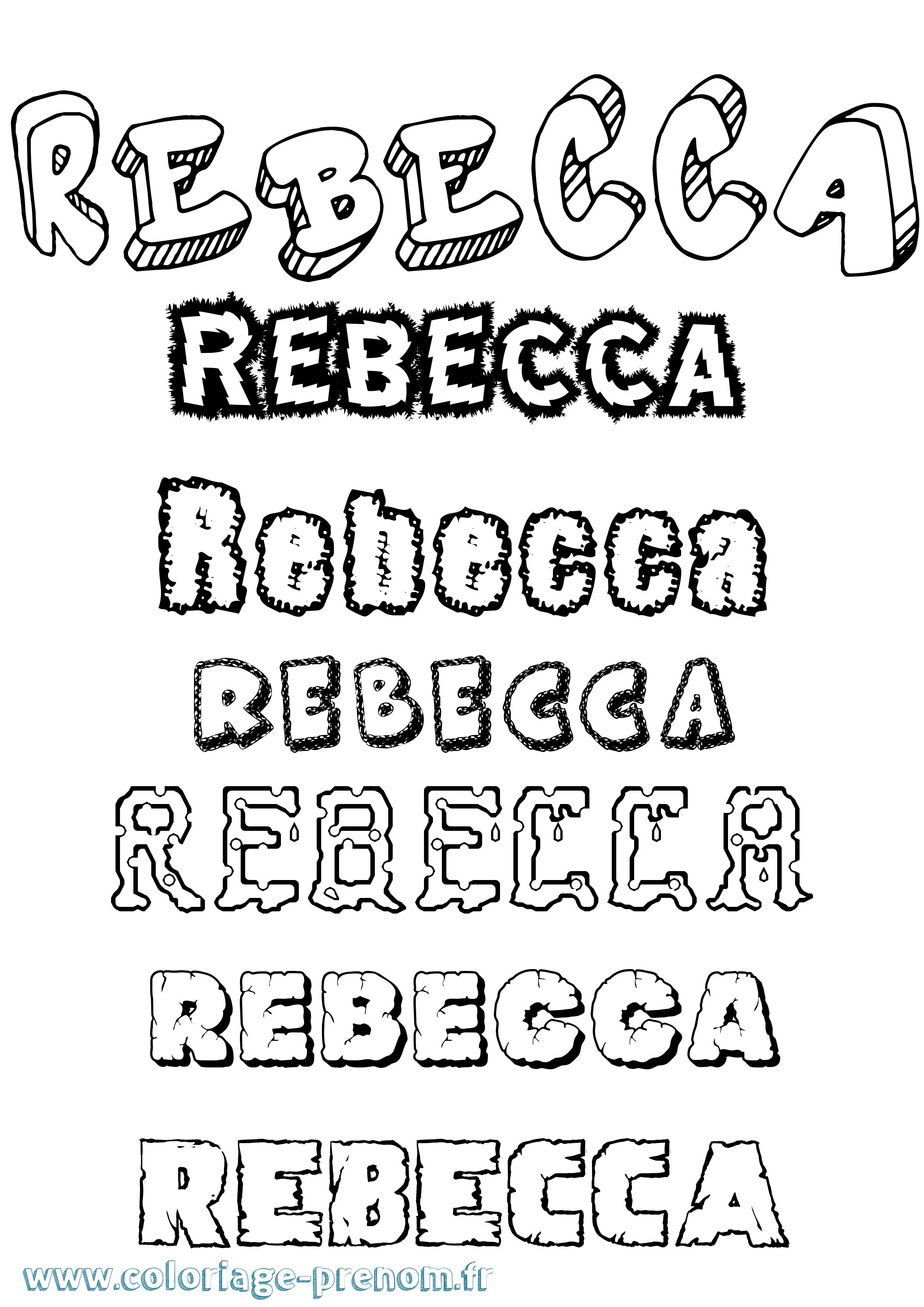 Coloriage prénom Rebecca Destructuré