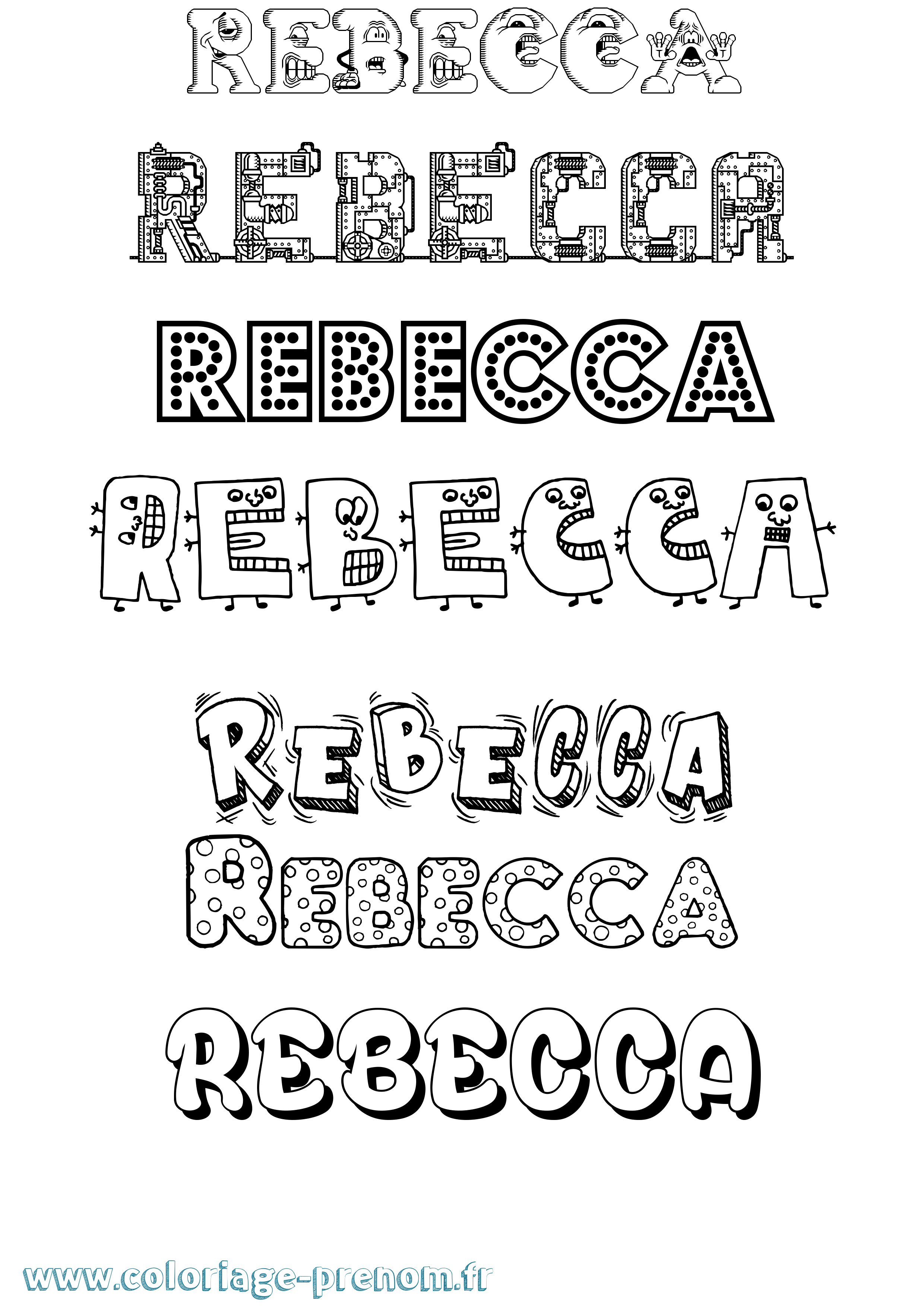 Coloriage prénom Rebecca Fun