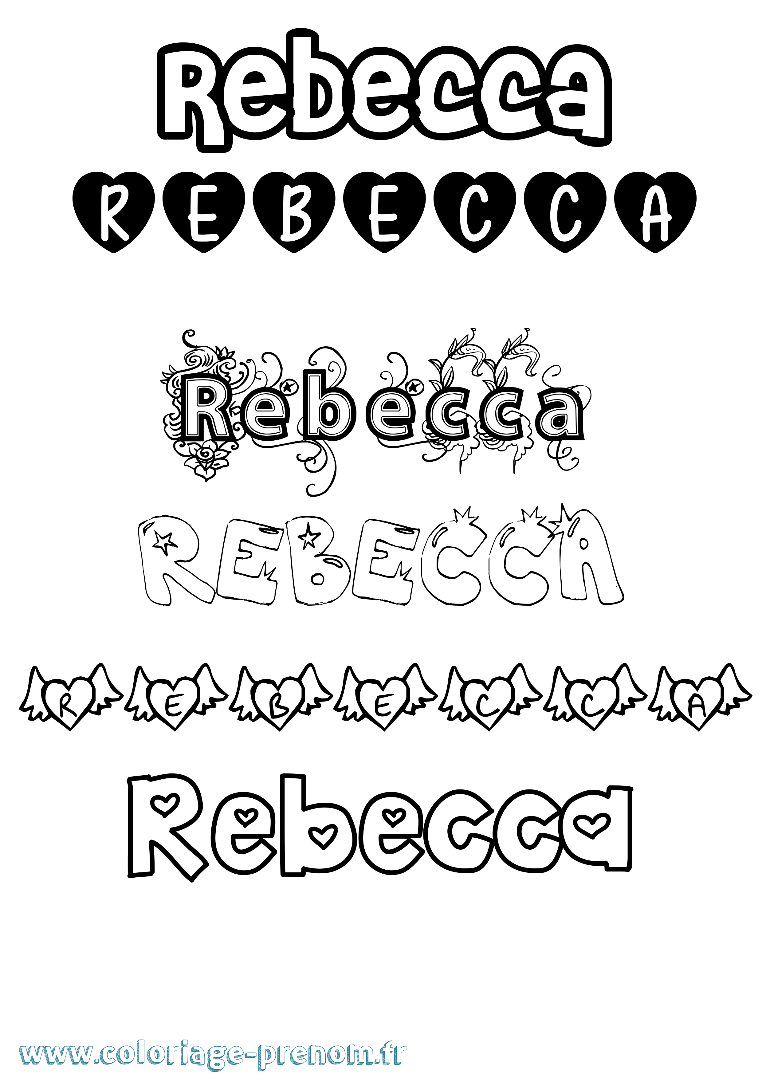 Coloriage prénom Rebecca Girly