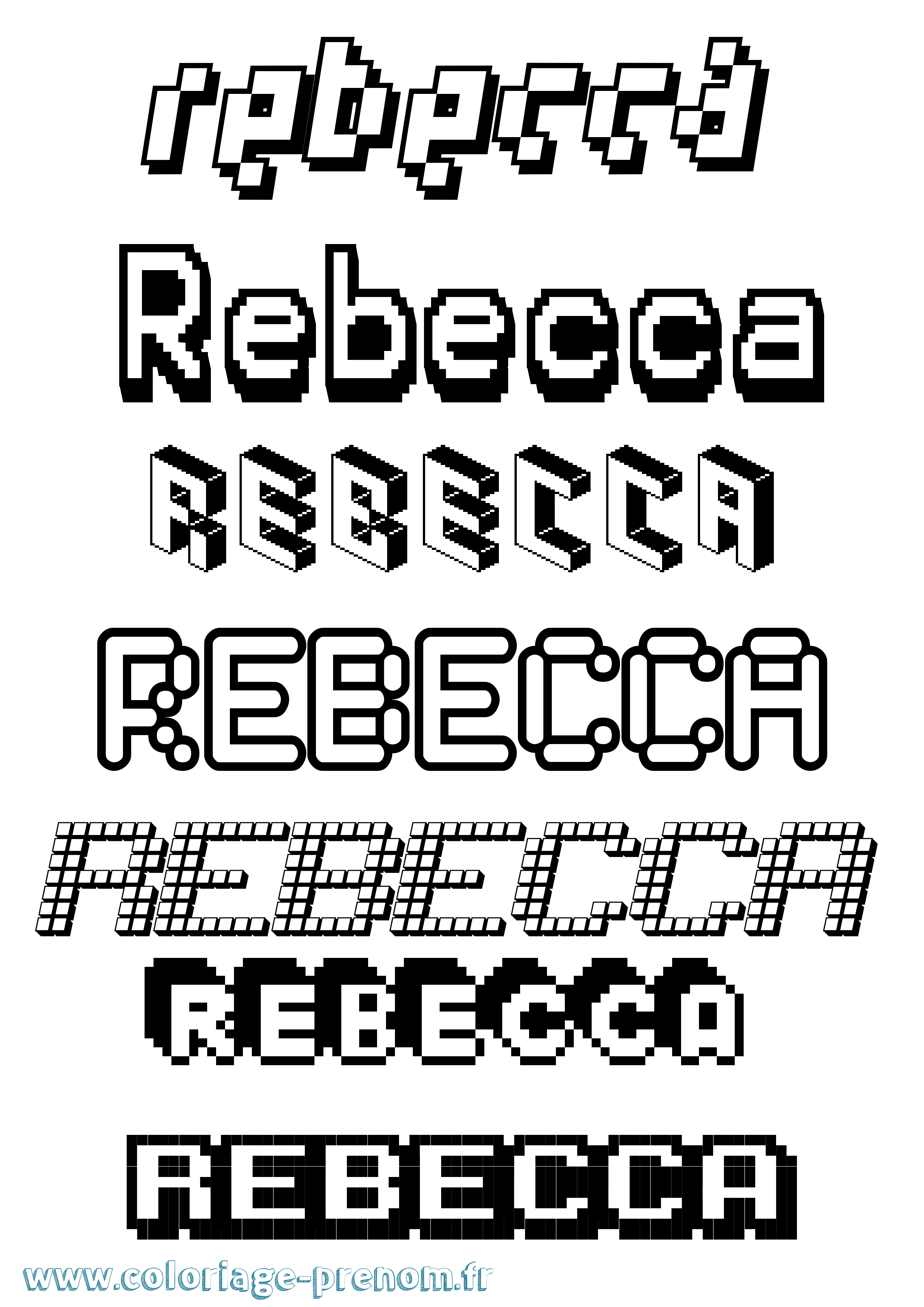 Coloriage prénom Rebecca Pixel