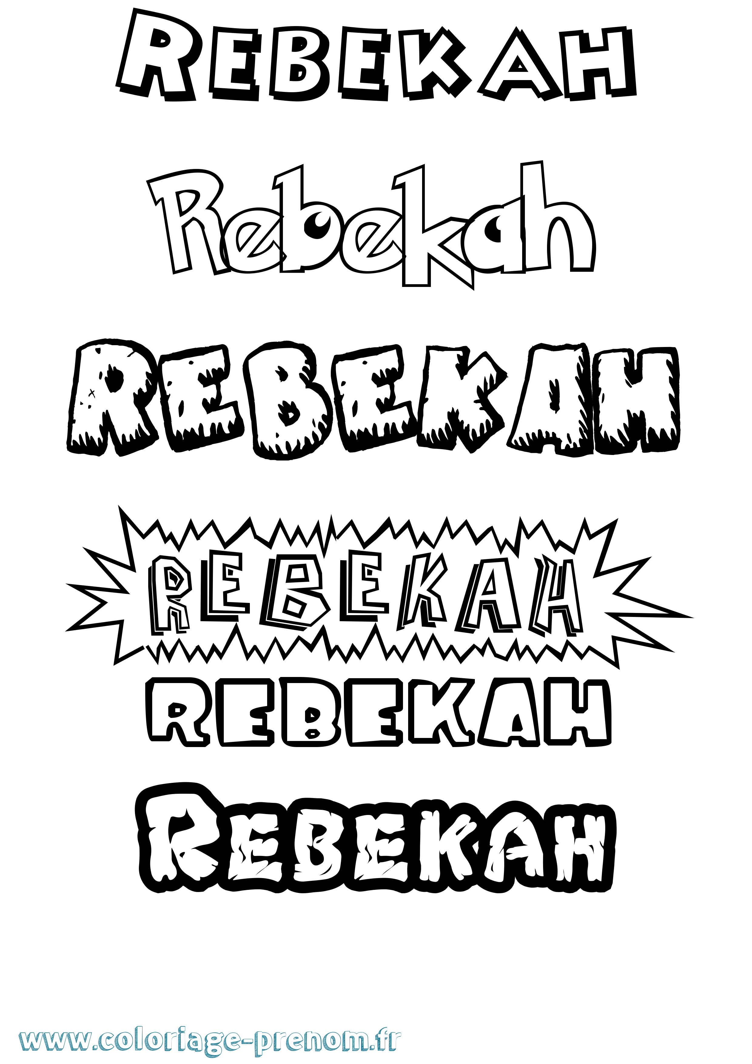 Coloriage prénom Rebekah Dessin Animé
